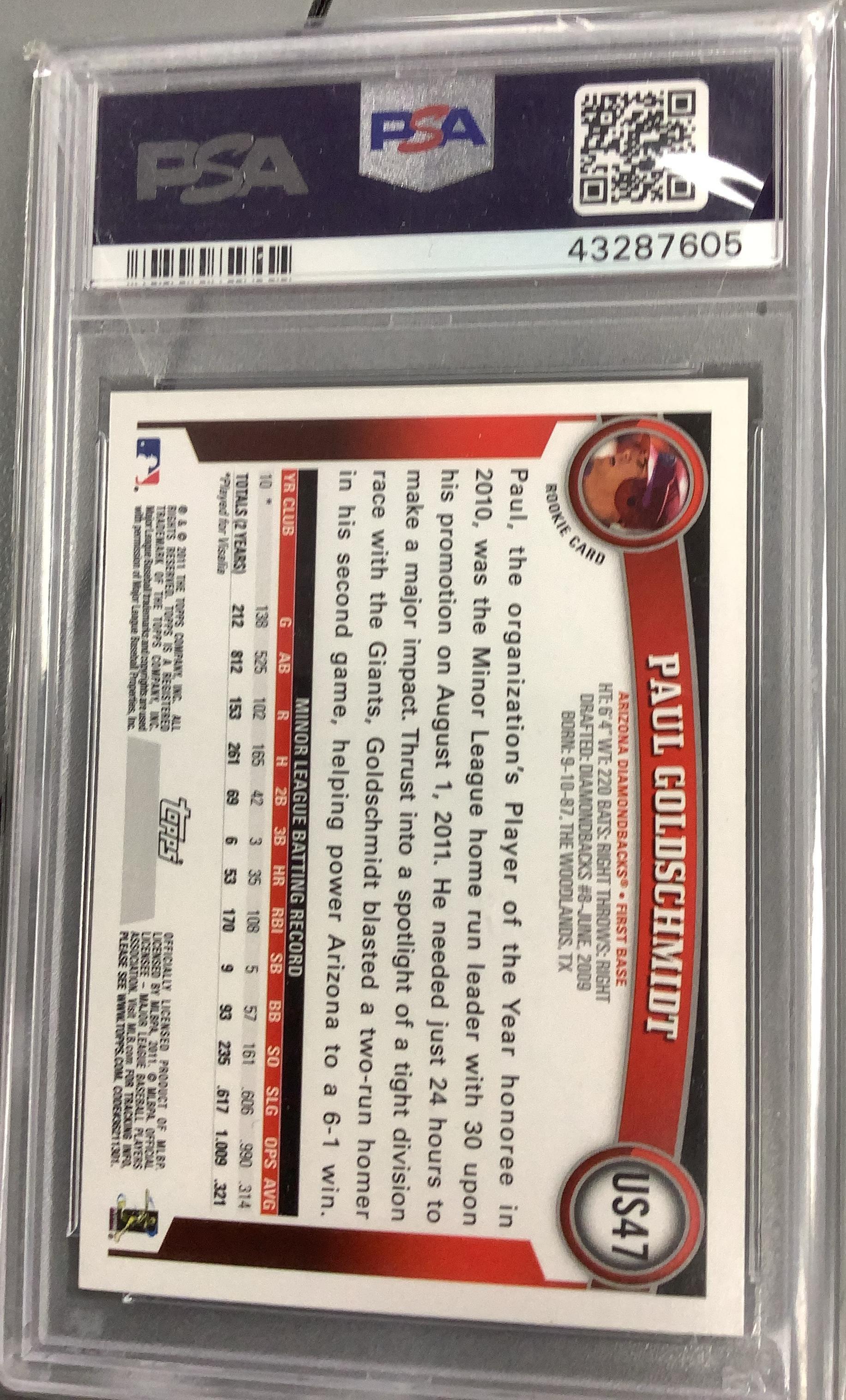 2011 Topps Update Us47 Paul Goldschmidt PSA 10