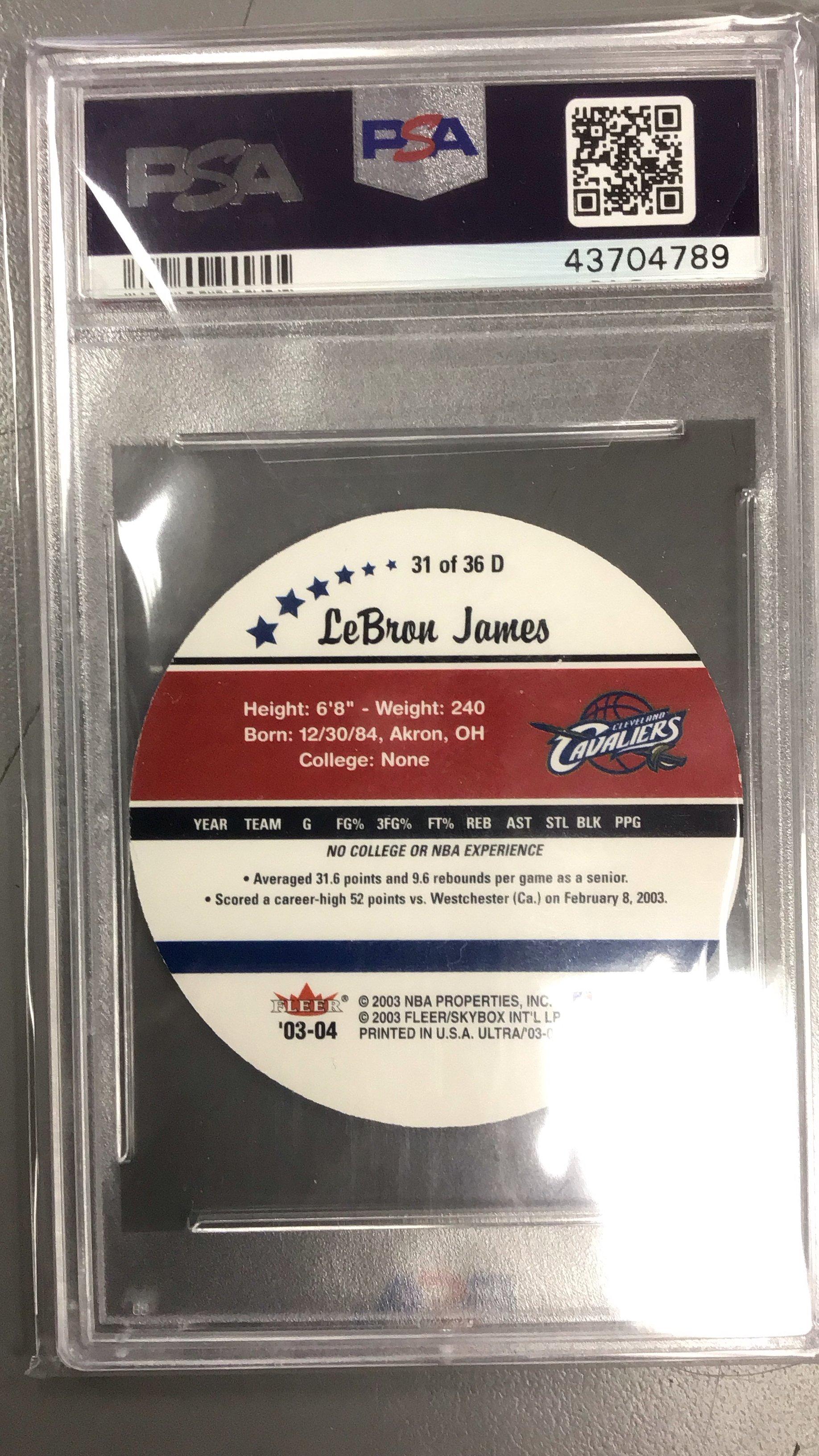 2003 Ultra Roundball Discs 31 Lebron James PSA 9