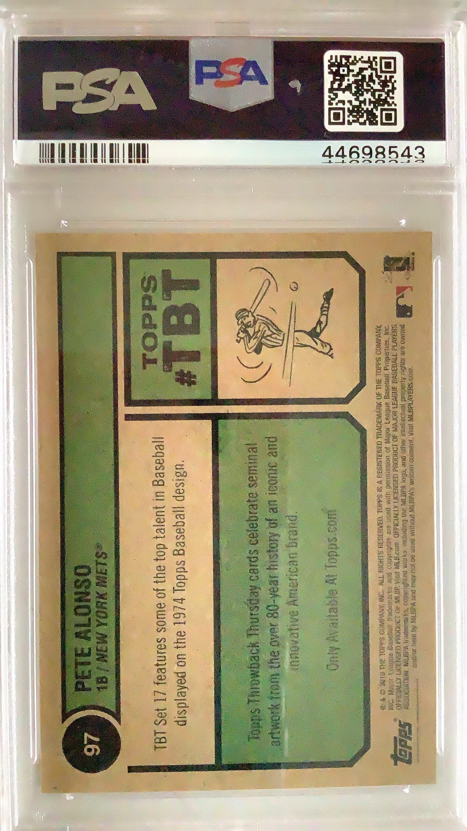2019 Topps Throwback Thursday 97 Pete Alonso PSA 9