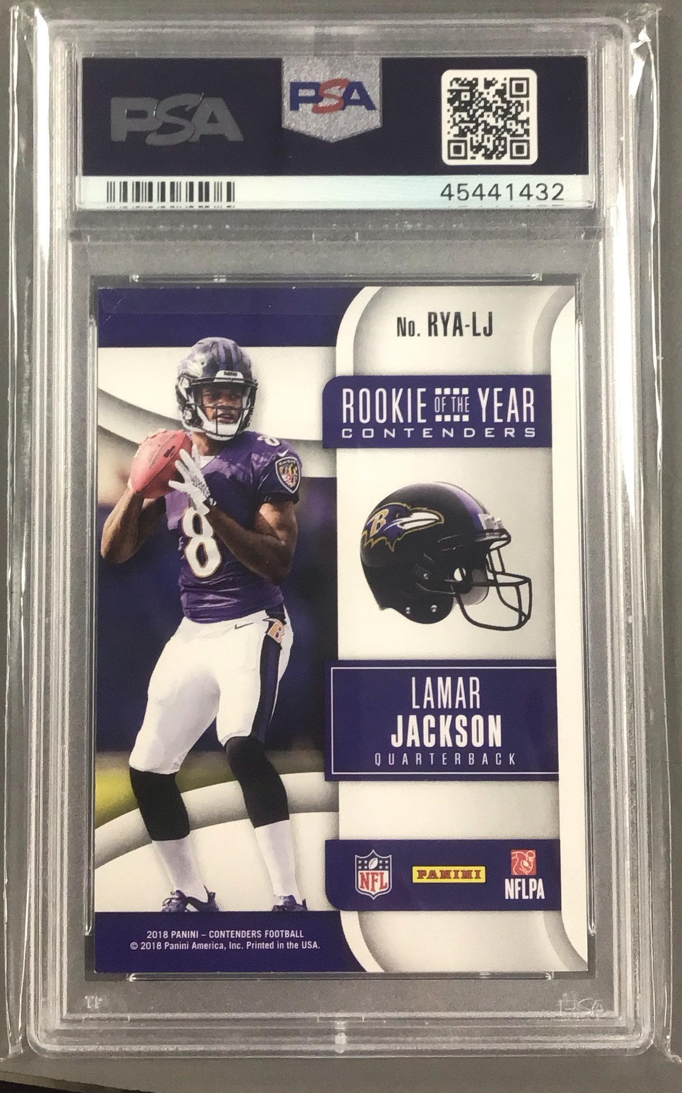 2018 Panini Contenders Rookie Of The Year Contenders Lj Lamar Jackson PSA 9