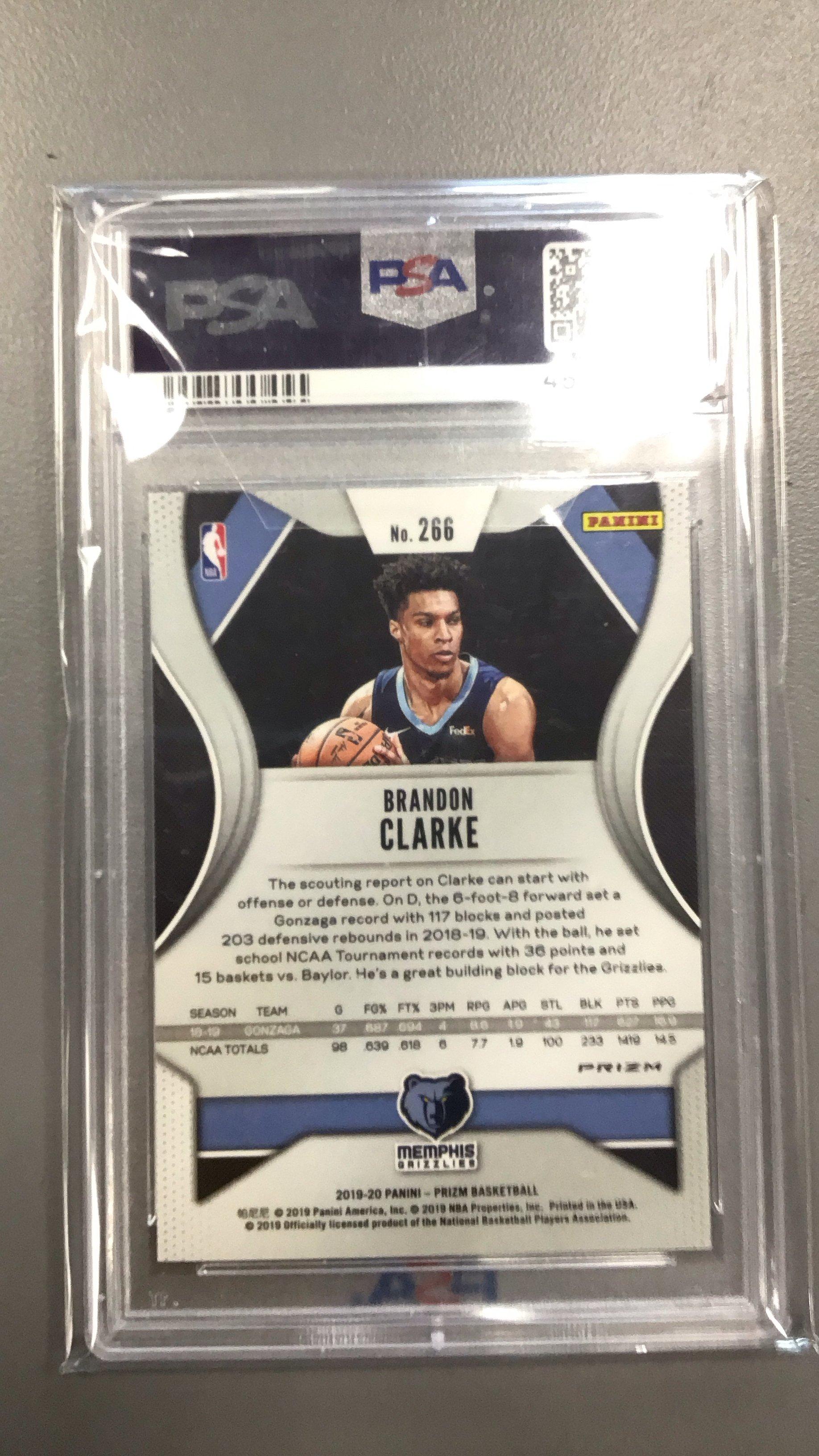 2019 Panini Prizm 266 Brandon Clarke Silver Prizm PSA 8