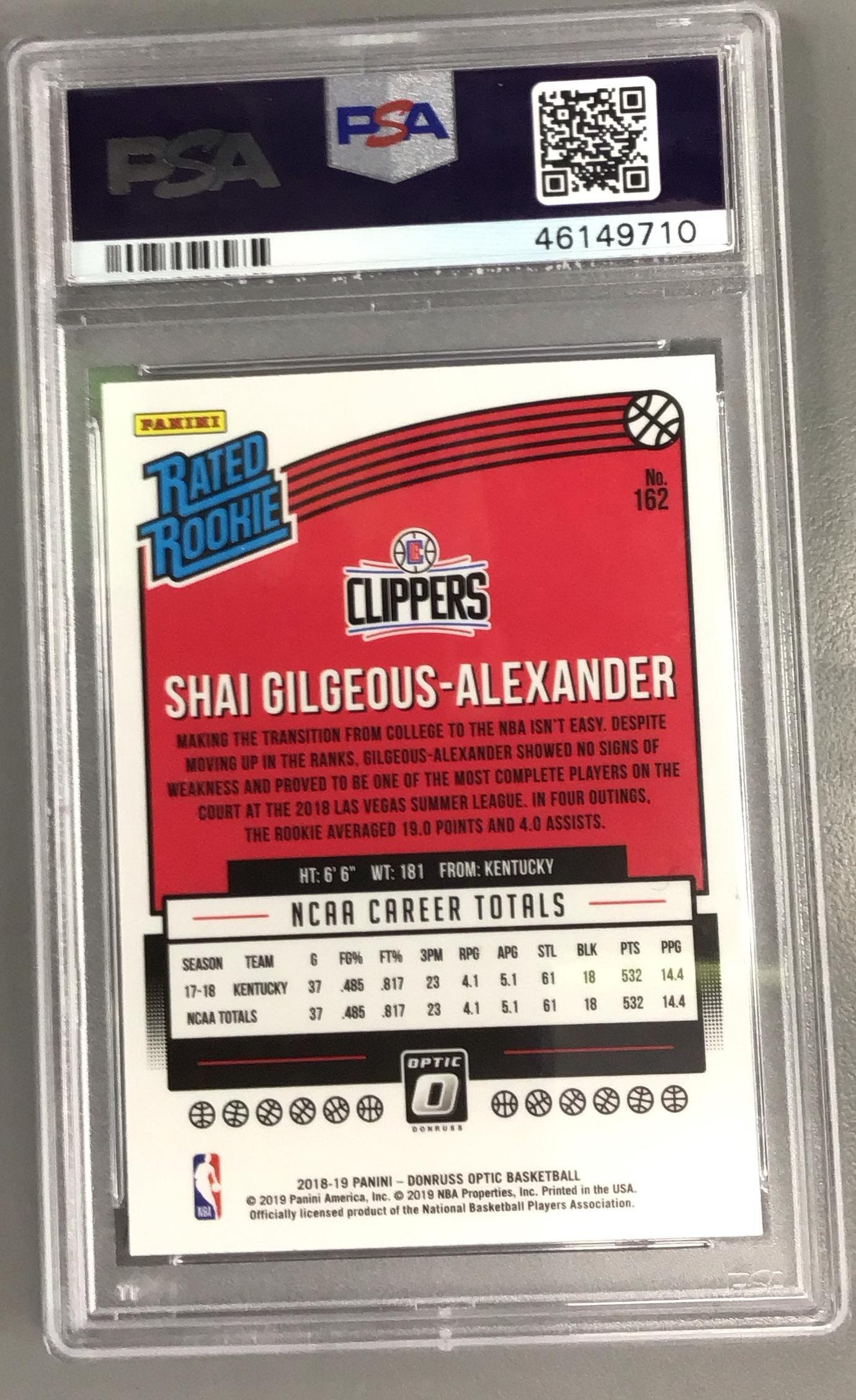 2018 Panini Donruss Optic 162 Shai Gilgeous-alexander PSA