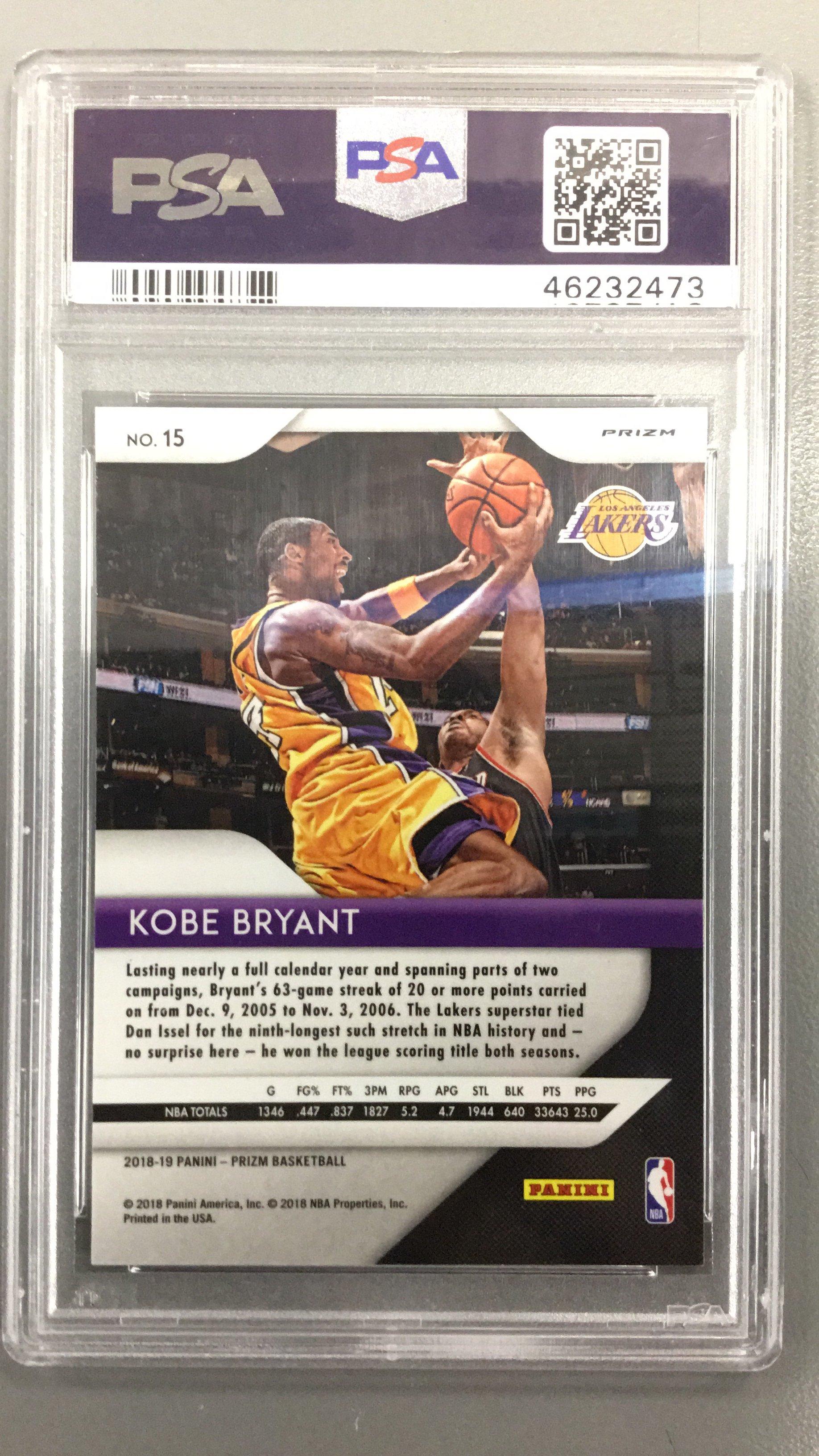 2018 Panini Prizm 15 Kobe Bryant Red/white/blue Prizm PSA