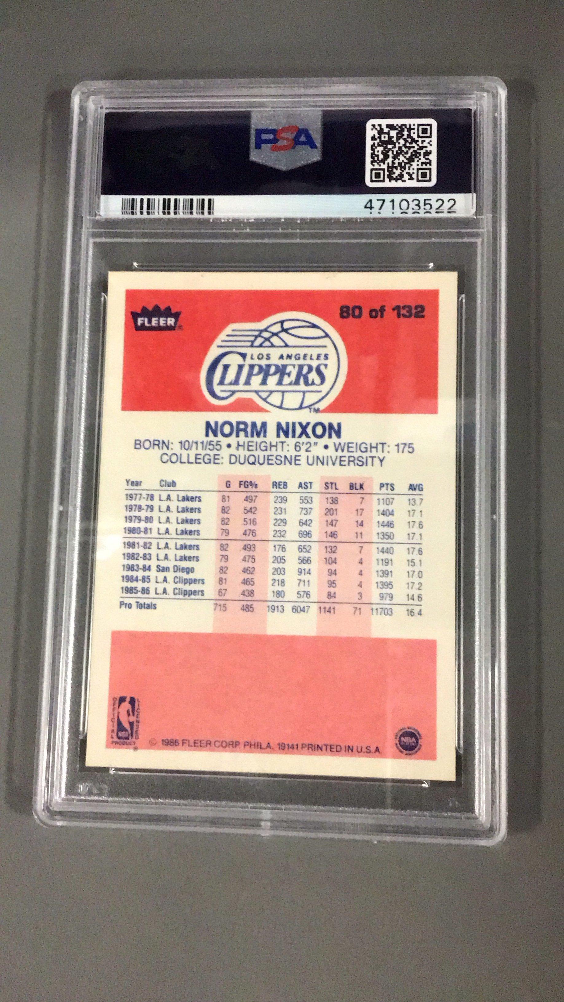 1986 Fleer 80 Norm Nixon PSA 9