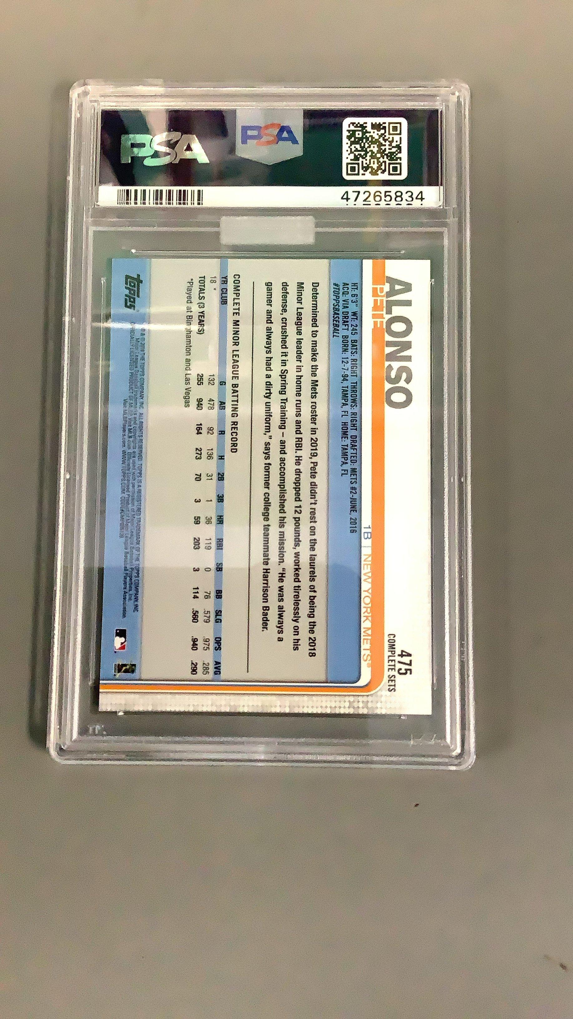 2019 Topps Complete Set 475 Pete Alonso PSA 10