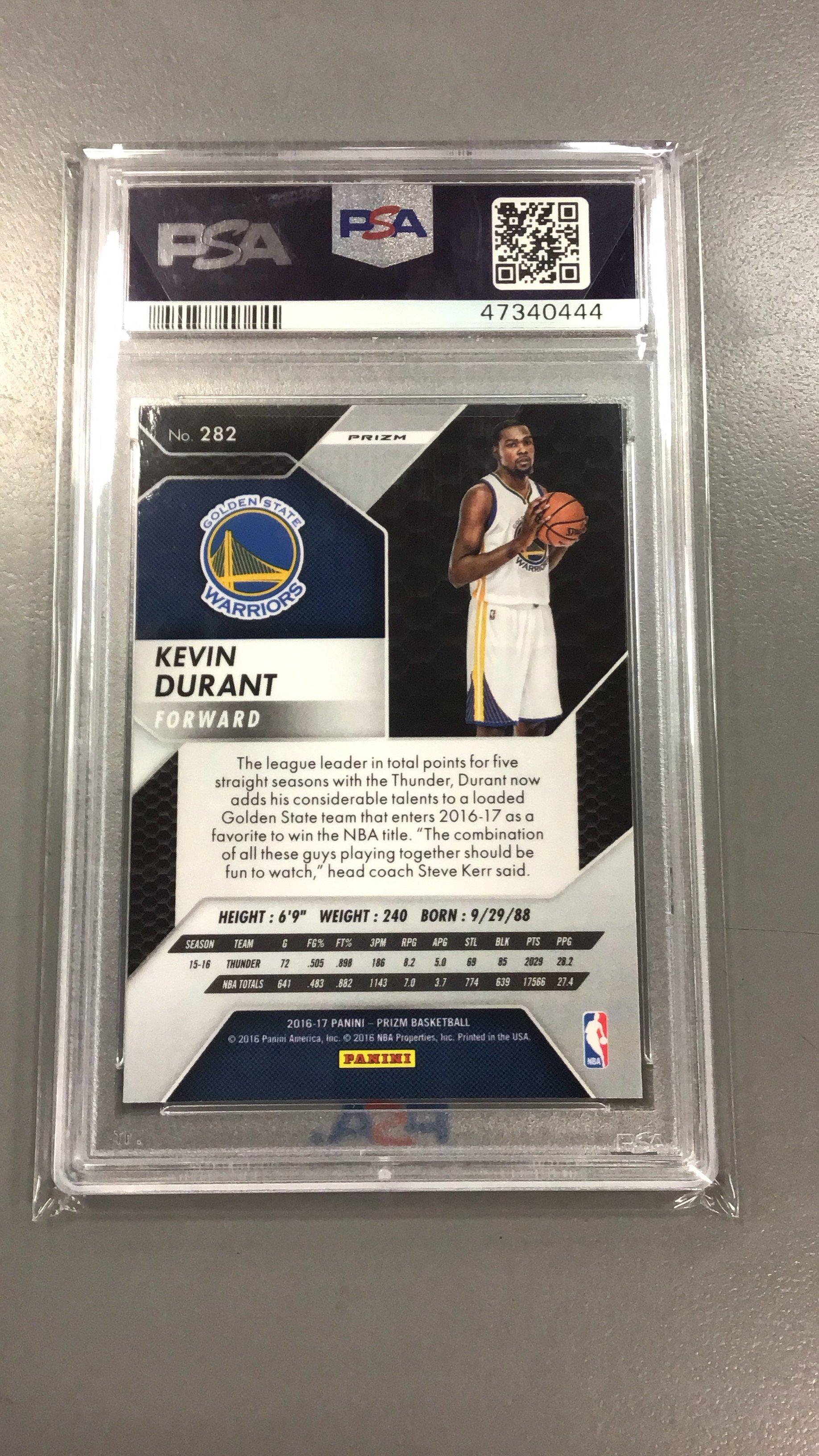 2016 Panini Prizm 282 Kevin Durant Silver Prizm PSA 10