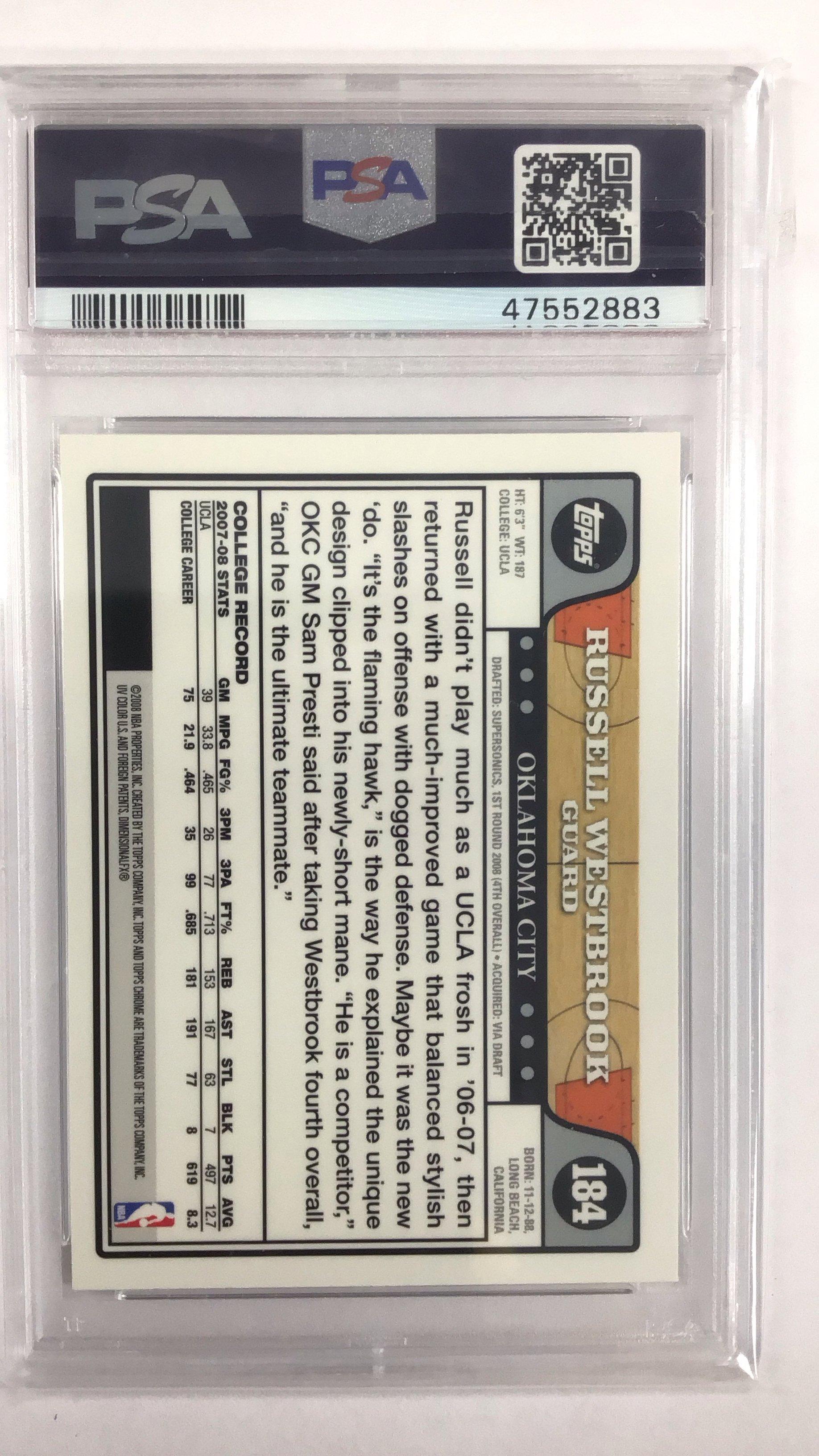 2008 Topps Chrome 184 Russell Westbrook PSA 9