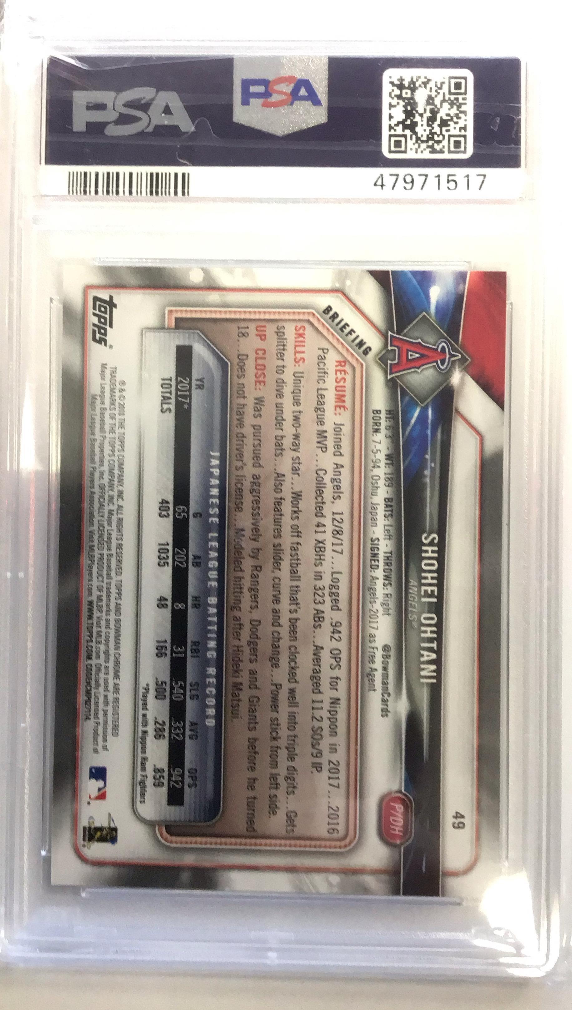 2018 Bowman 49 Shohei Ohtani PSA