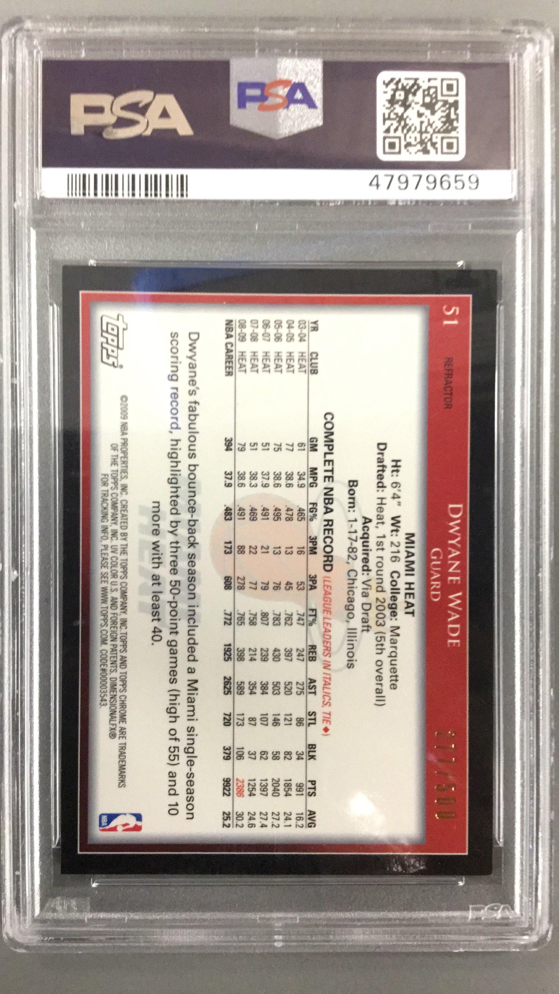2009 Topps Chrome 51 Dwyane Wade Refractor PSA 9