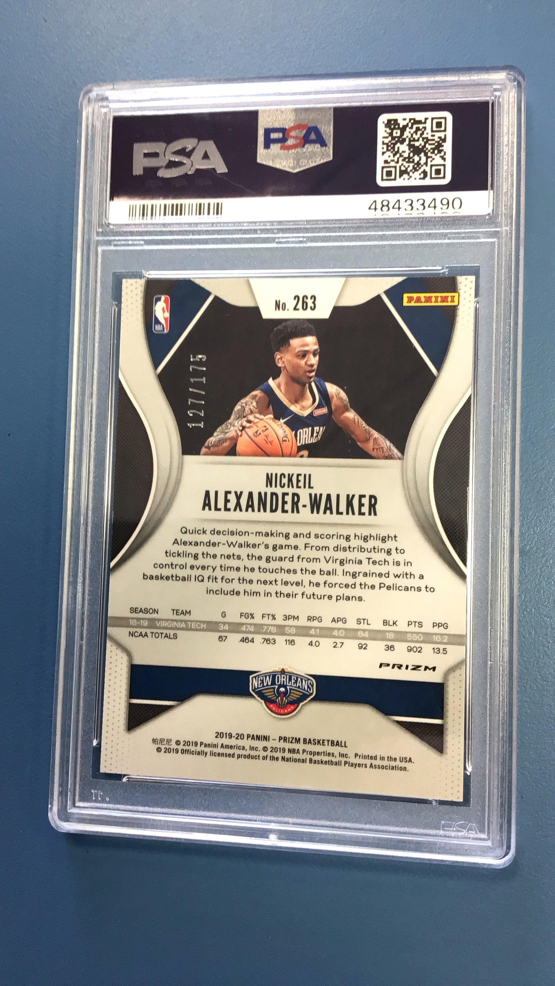 2019 Panini Prizm 263 Nickeil Alexander-walker Fast Break Prizm-blue PSA 10