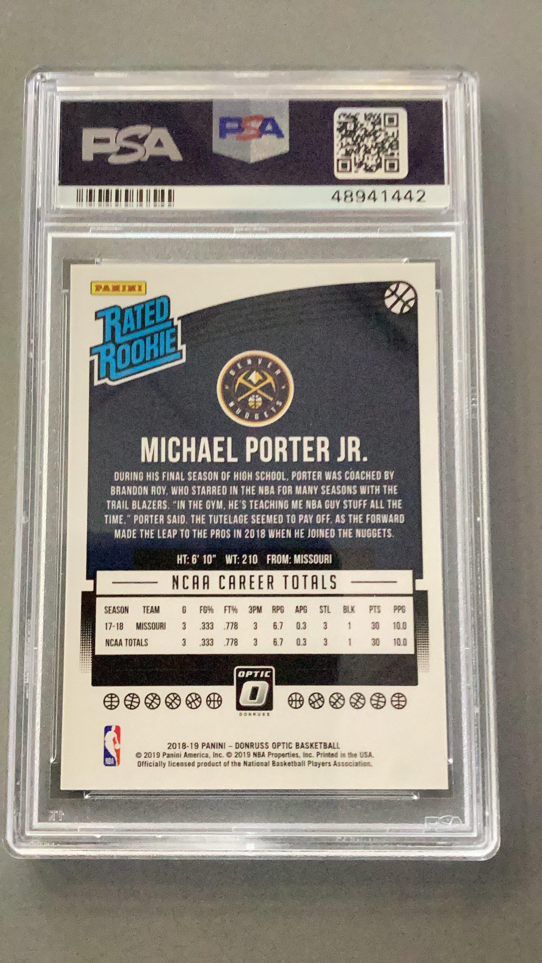 2018 Panini Donruss Optic 182 Michael Porter Jr. PSA 10