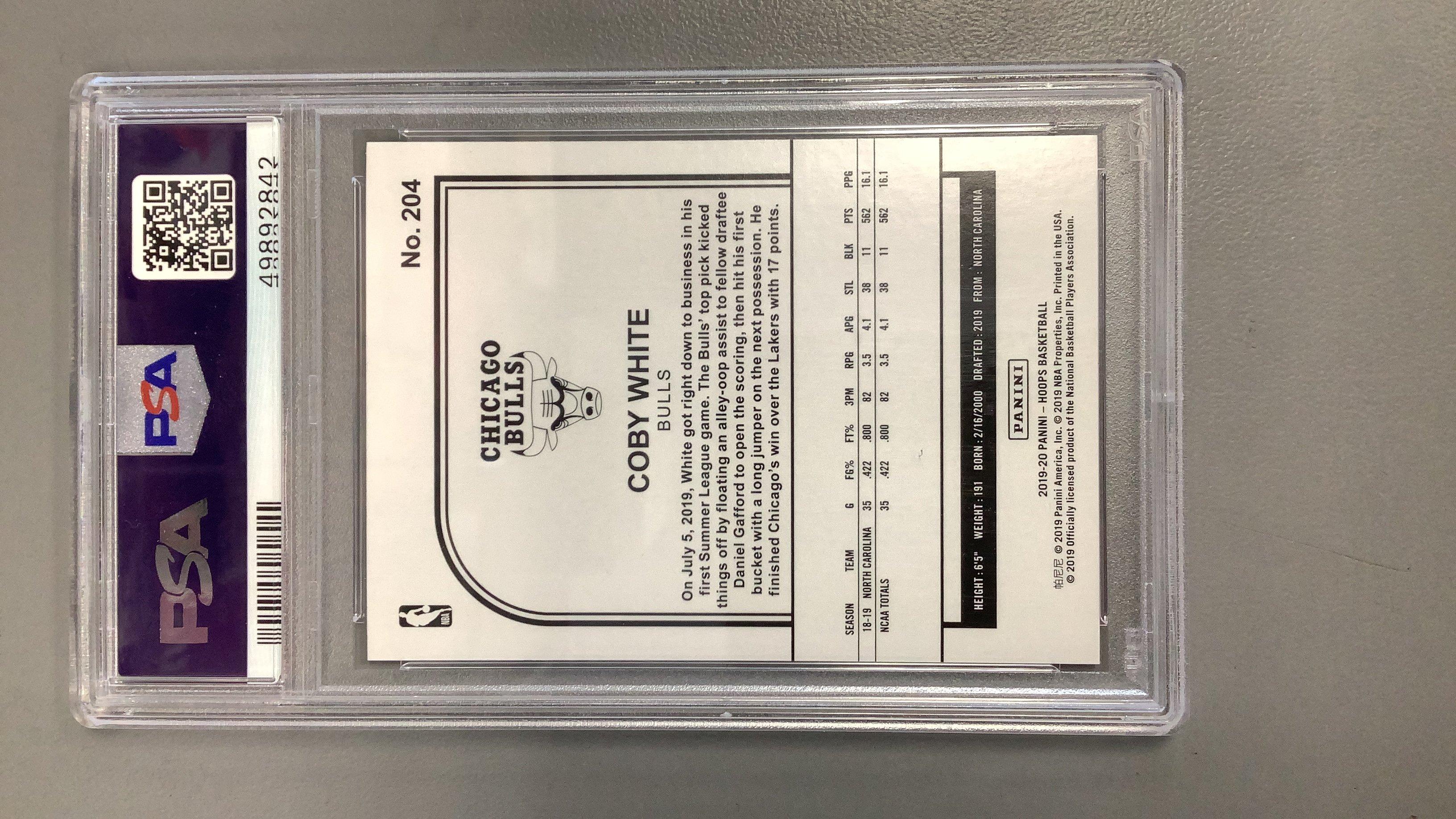 2019 Panini Hoops 204 Coby White PSA 10