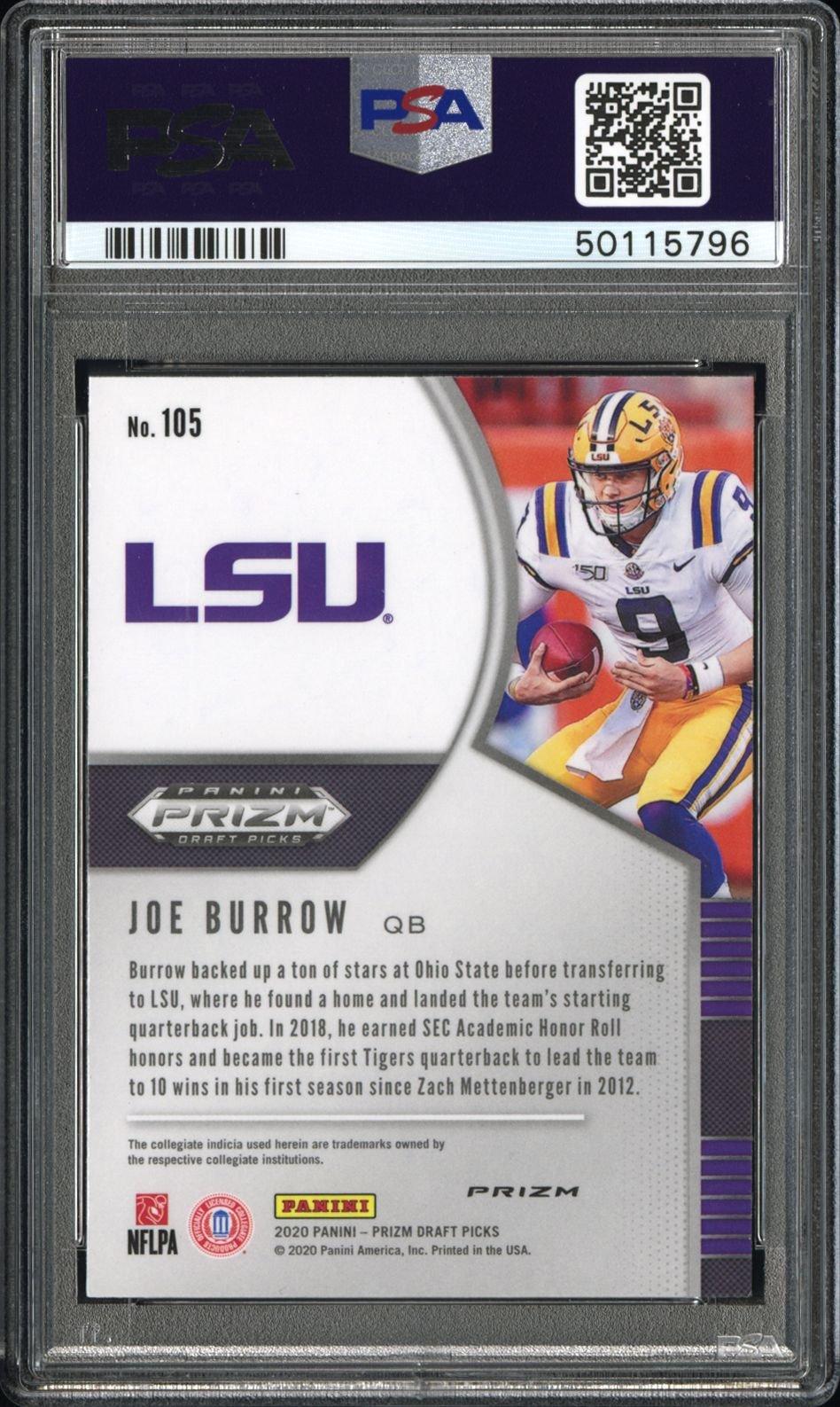 2020 Panini Prizm Draft Picks 105 Joe Burrow Silver Prizm PSA