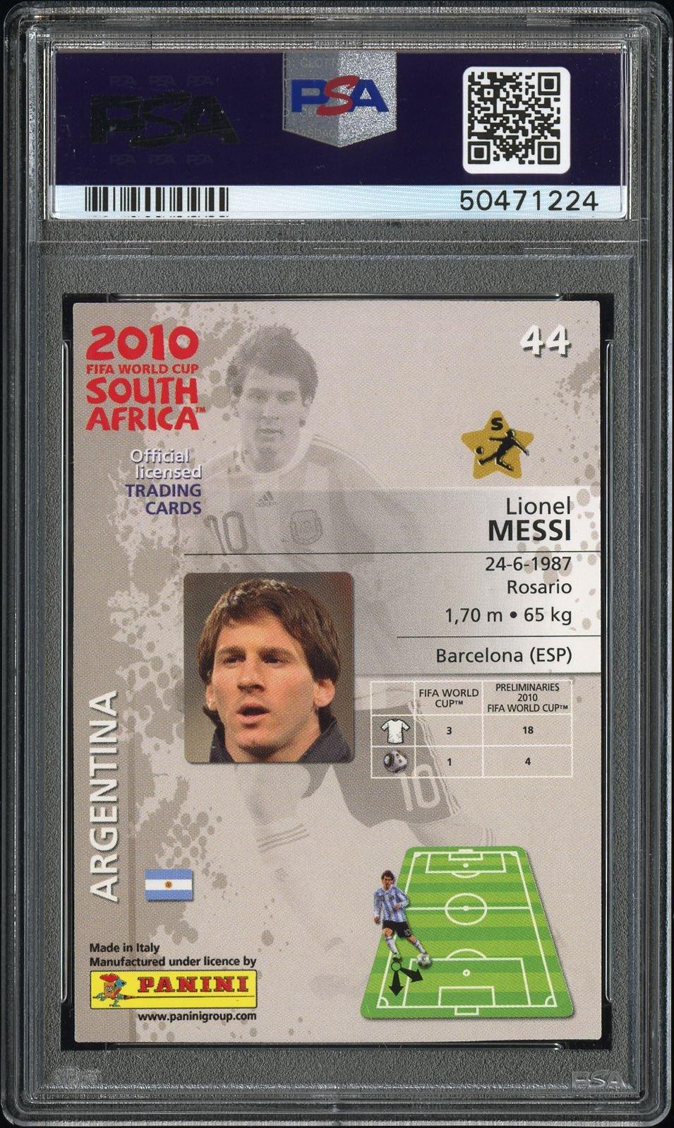 2010 Panini World Cup South Africa 44 Lionel Messi PSA 9