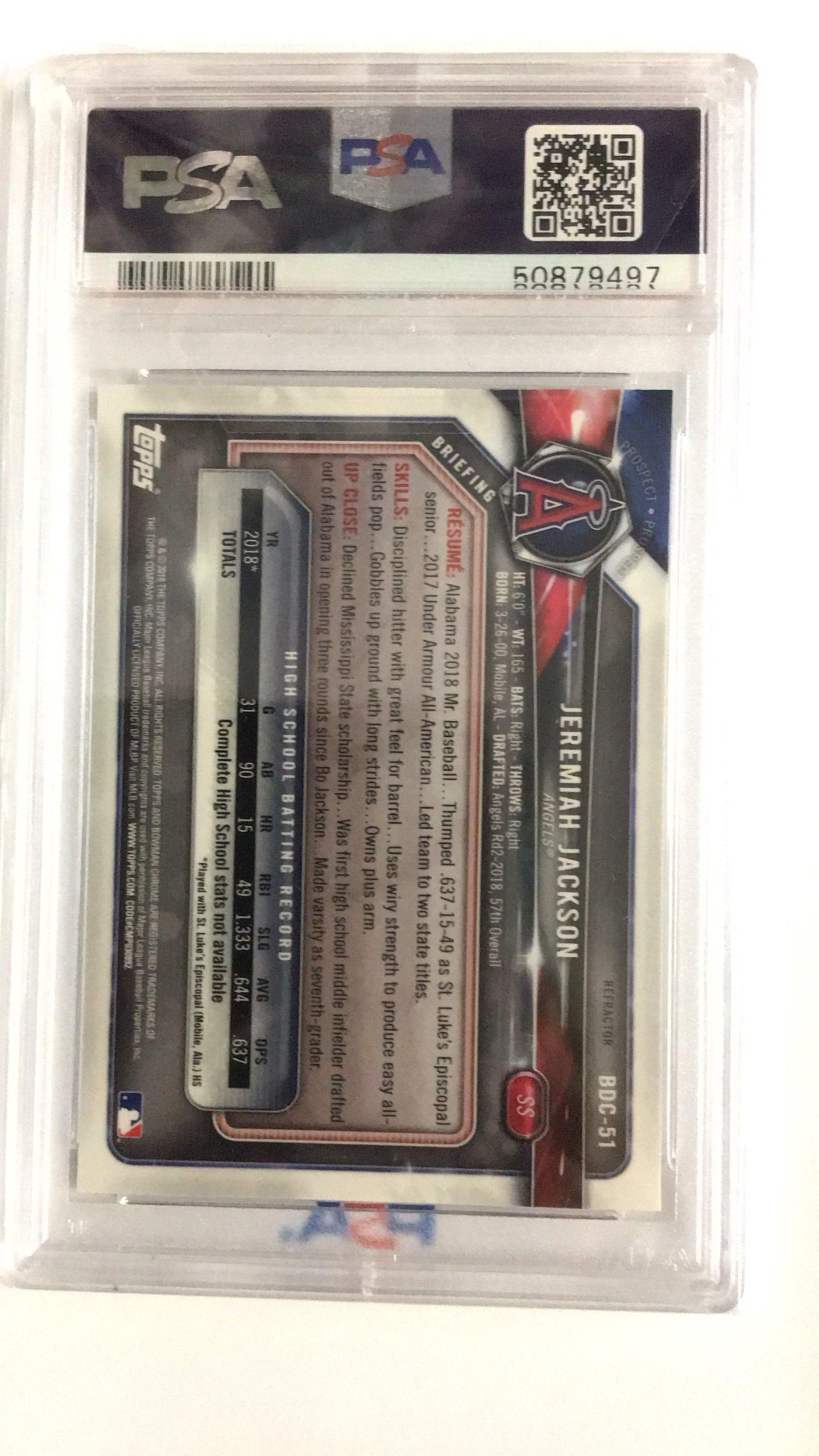 2018 Bowman Draft Bdc51 Jeremiah Jackson Chrome-refractor PSA 10