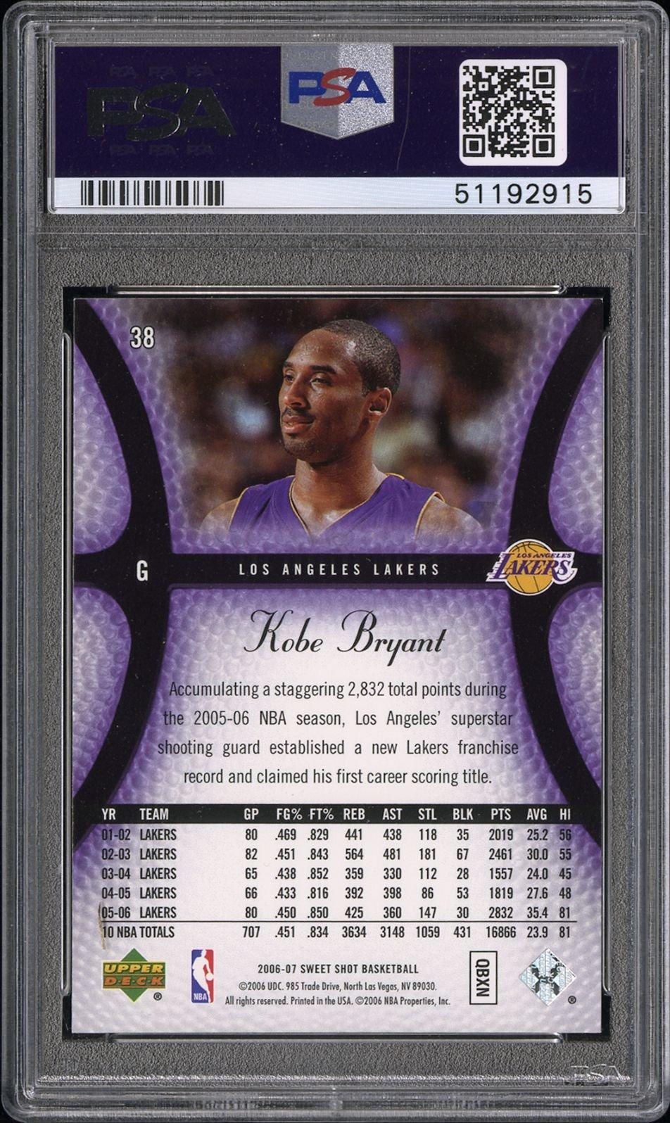 Upper Deck Sweet Shot Kobe Bryant PSA 9