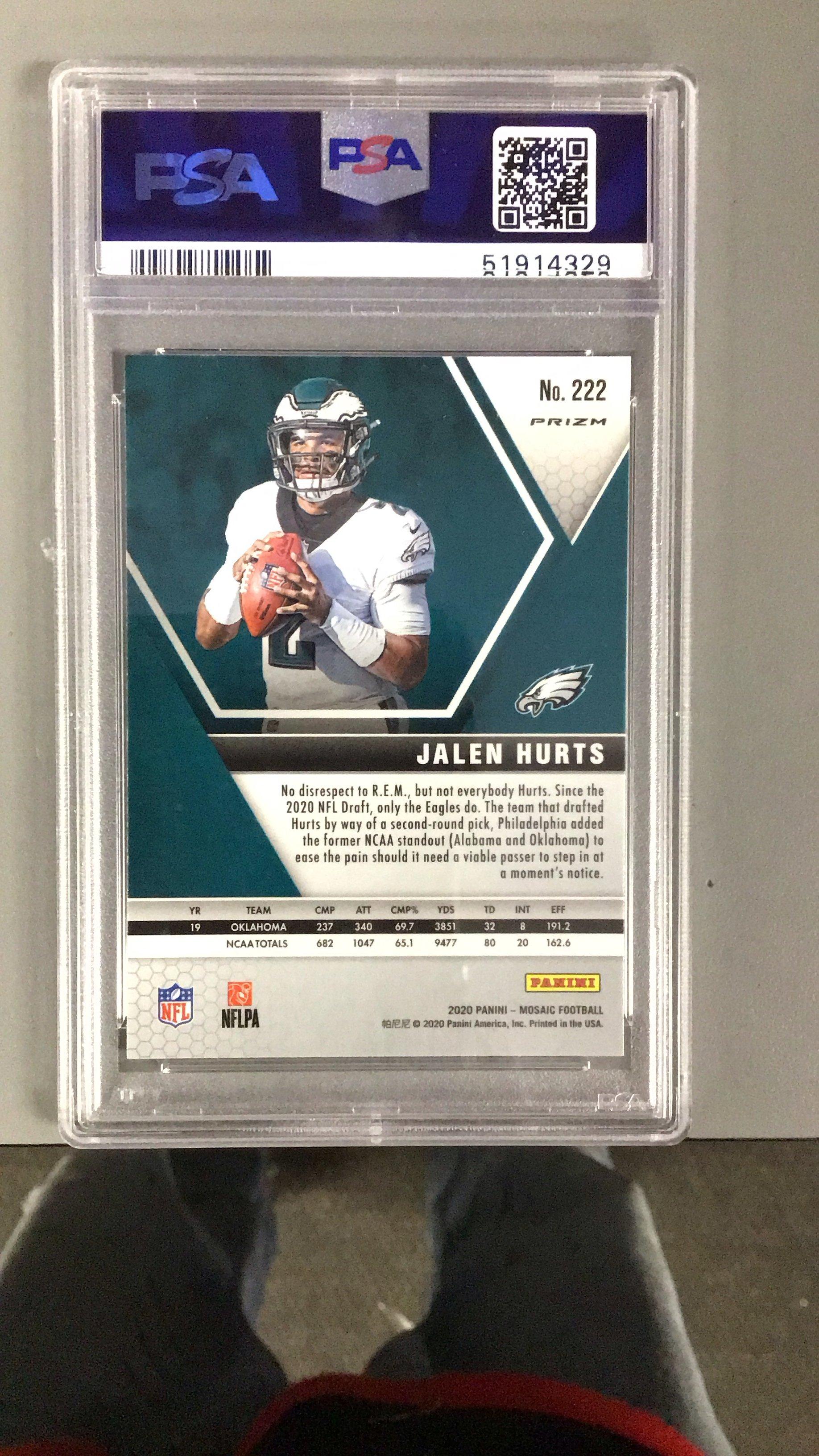 2020 Panini Mosaic 222 Jalen Hurts Red Mosaic PSA 10