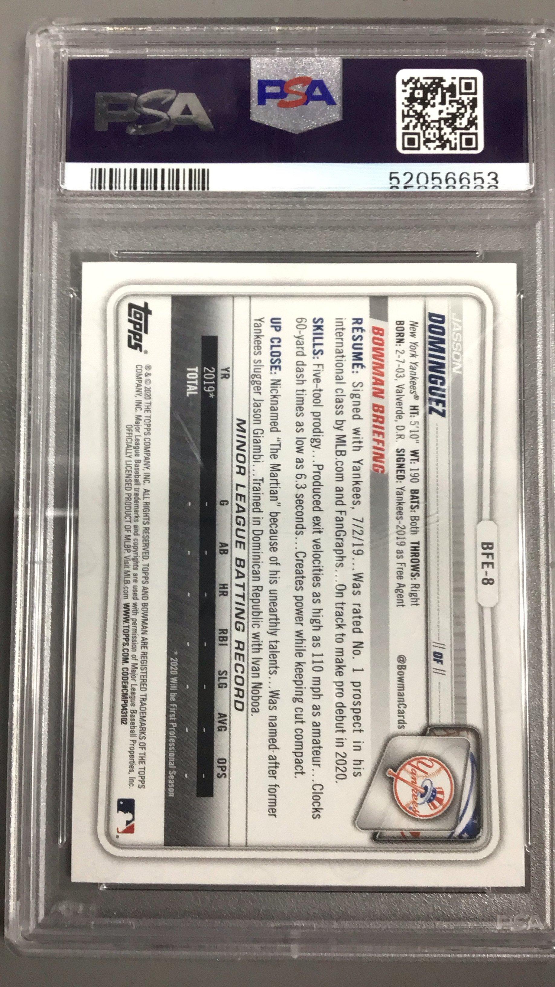 2020 Bowman 1st Edition Bfe8 Jasson Dominguez PSA 10