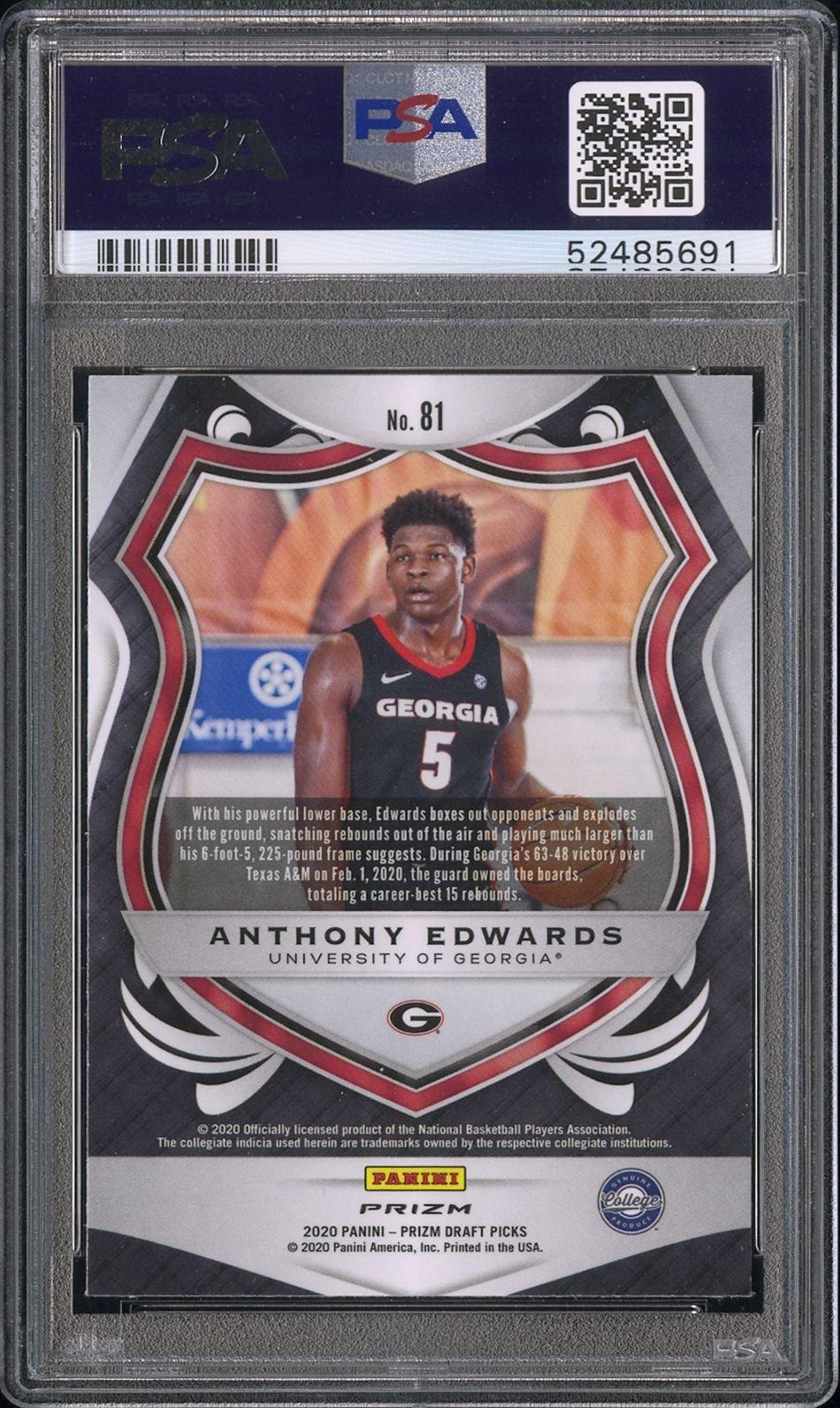 2020 Panini Prizm Draft Picks Anthony Edwards Ruby Wave PSA 10