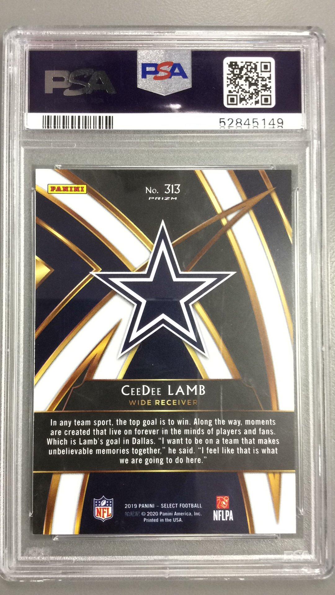 2019 Panini Select 2020 Xrc Prizm Redemption 313 Ceedee Lamb PSA 9