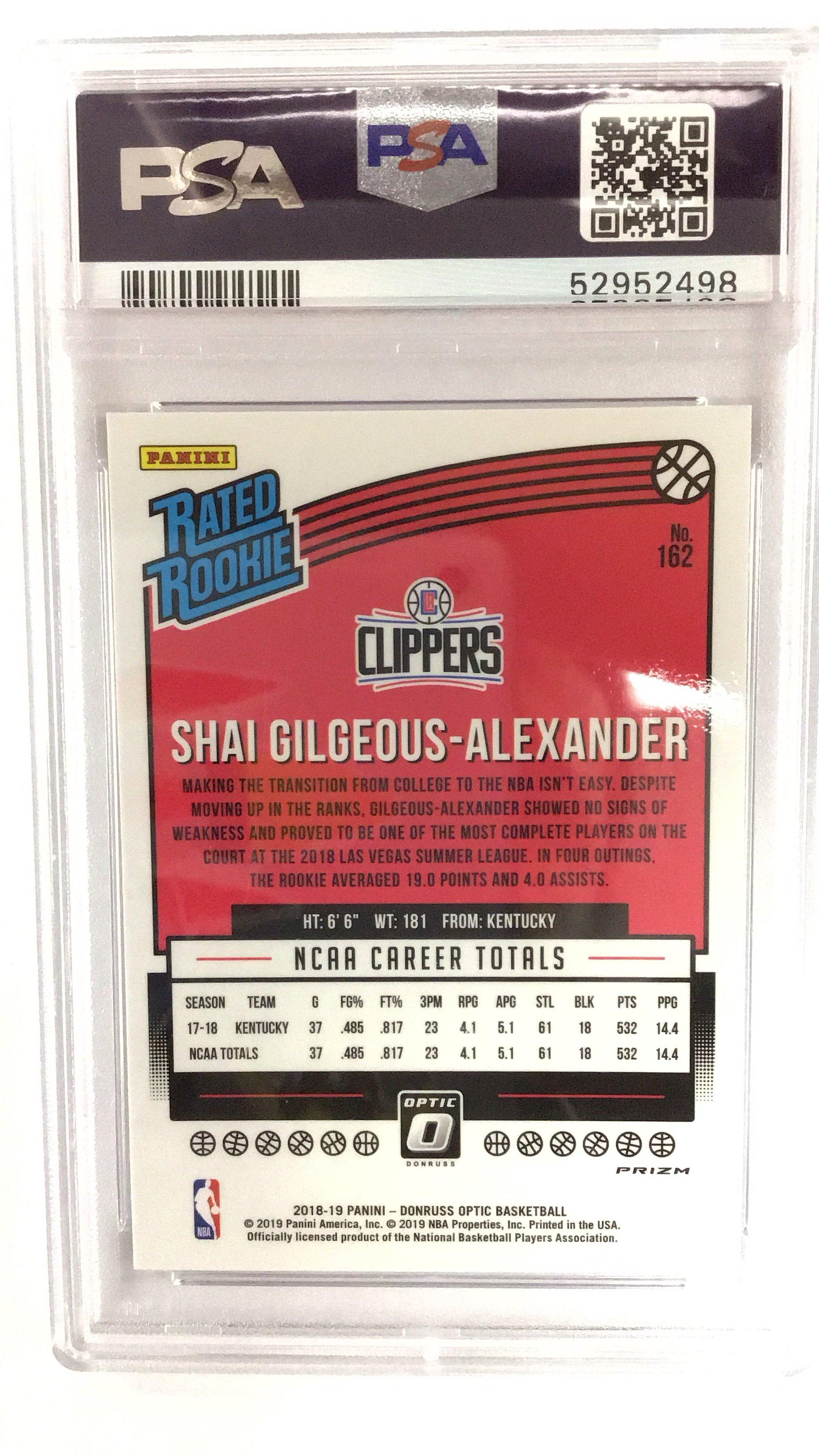 2018 Panini Donruss Optic 162 Shai Gilgeous-alexander Blue Velocity PSA 9