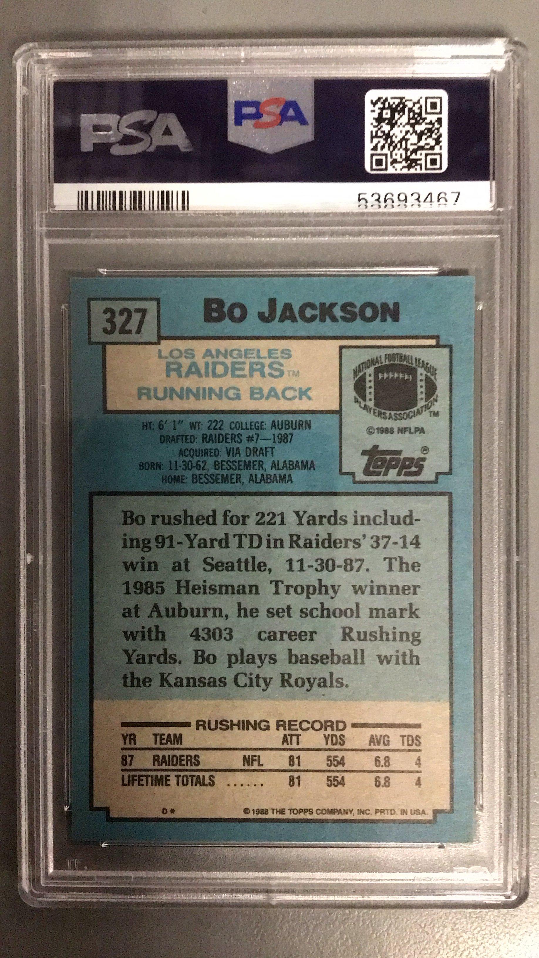 1988 Topps 327 Bo Jackson PSA