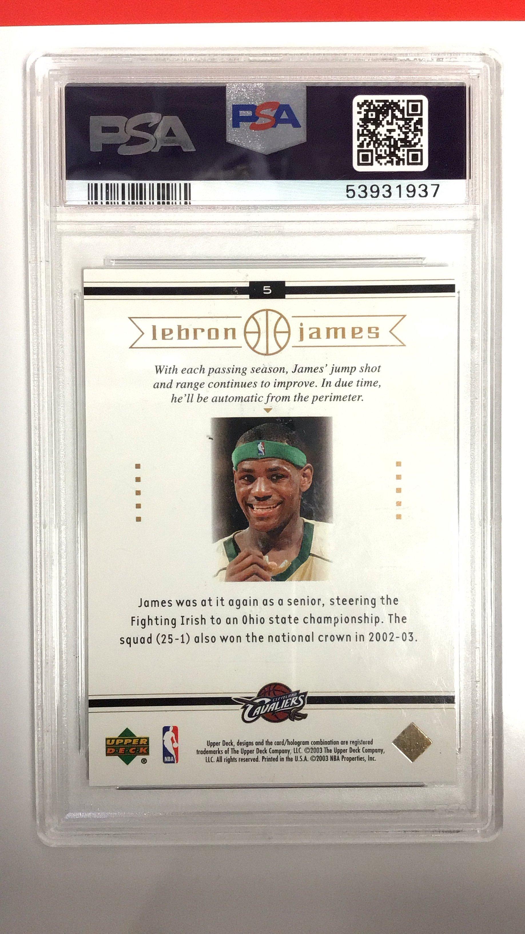 2003 Upper Deck Lebron James Box Set 5 Lebron James PSA
