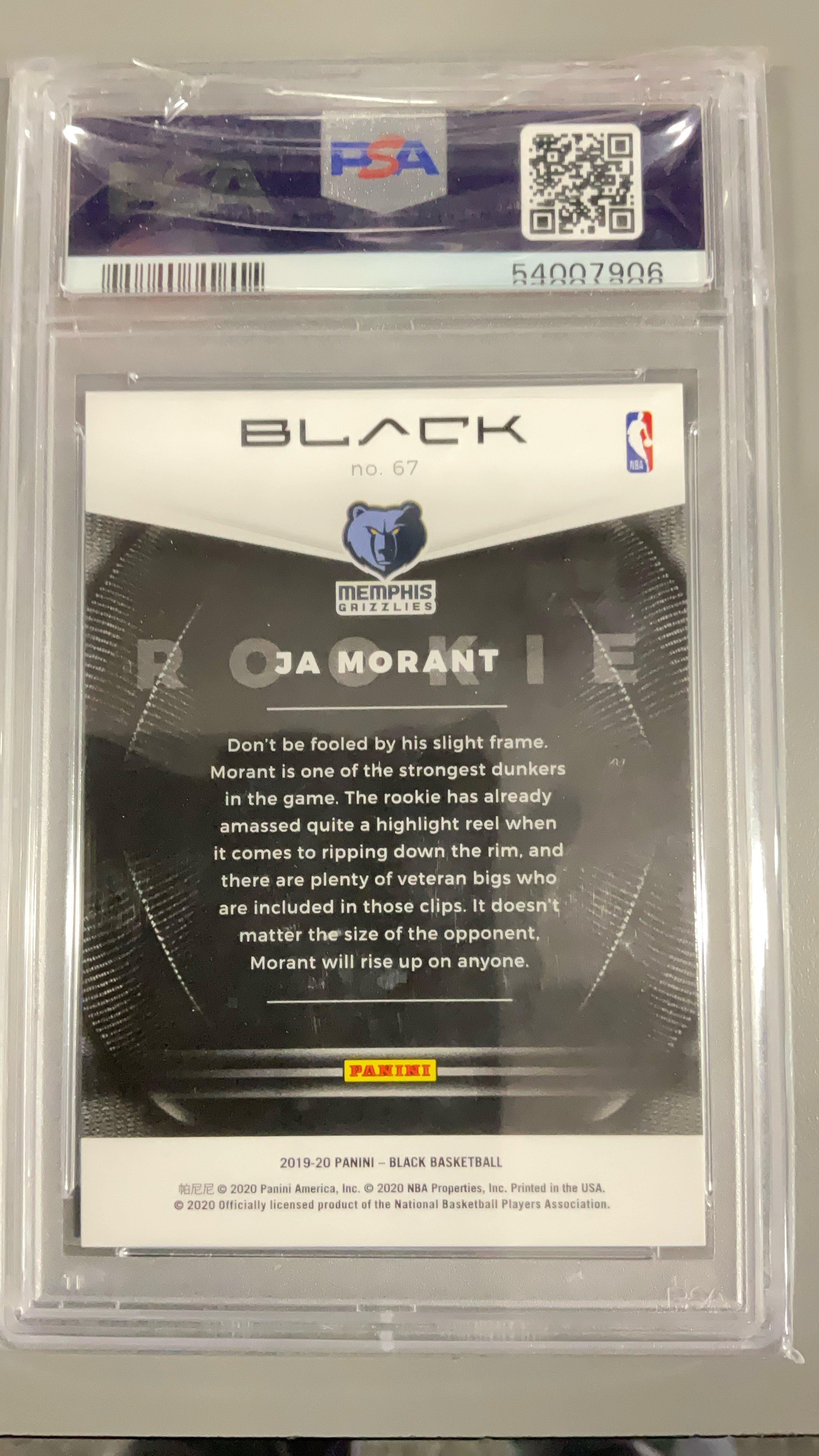 2019 Panini Black 67 Ja Morant Copper PSA 10