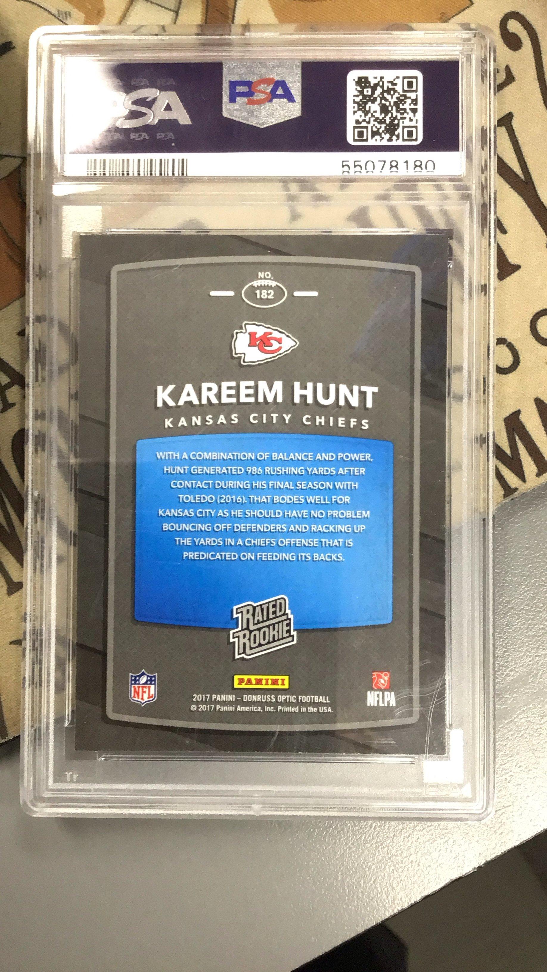 2017 Panini Donruss Optic 182 Kareem Hunt PSA 10