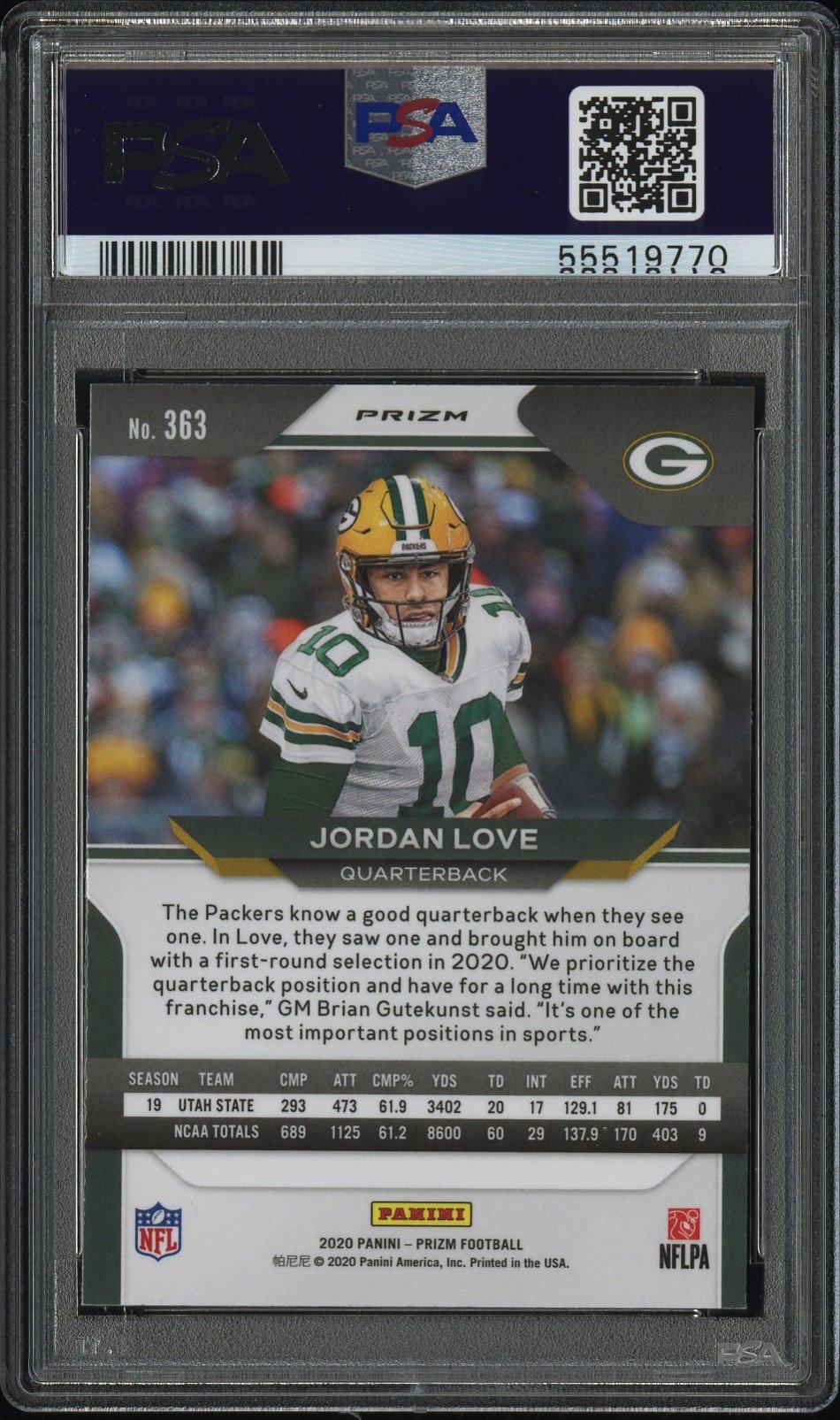 2020 Panini Prizm 363 Jordan Love Silver Prizm PSA 9