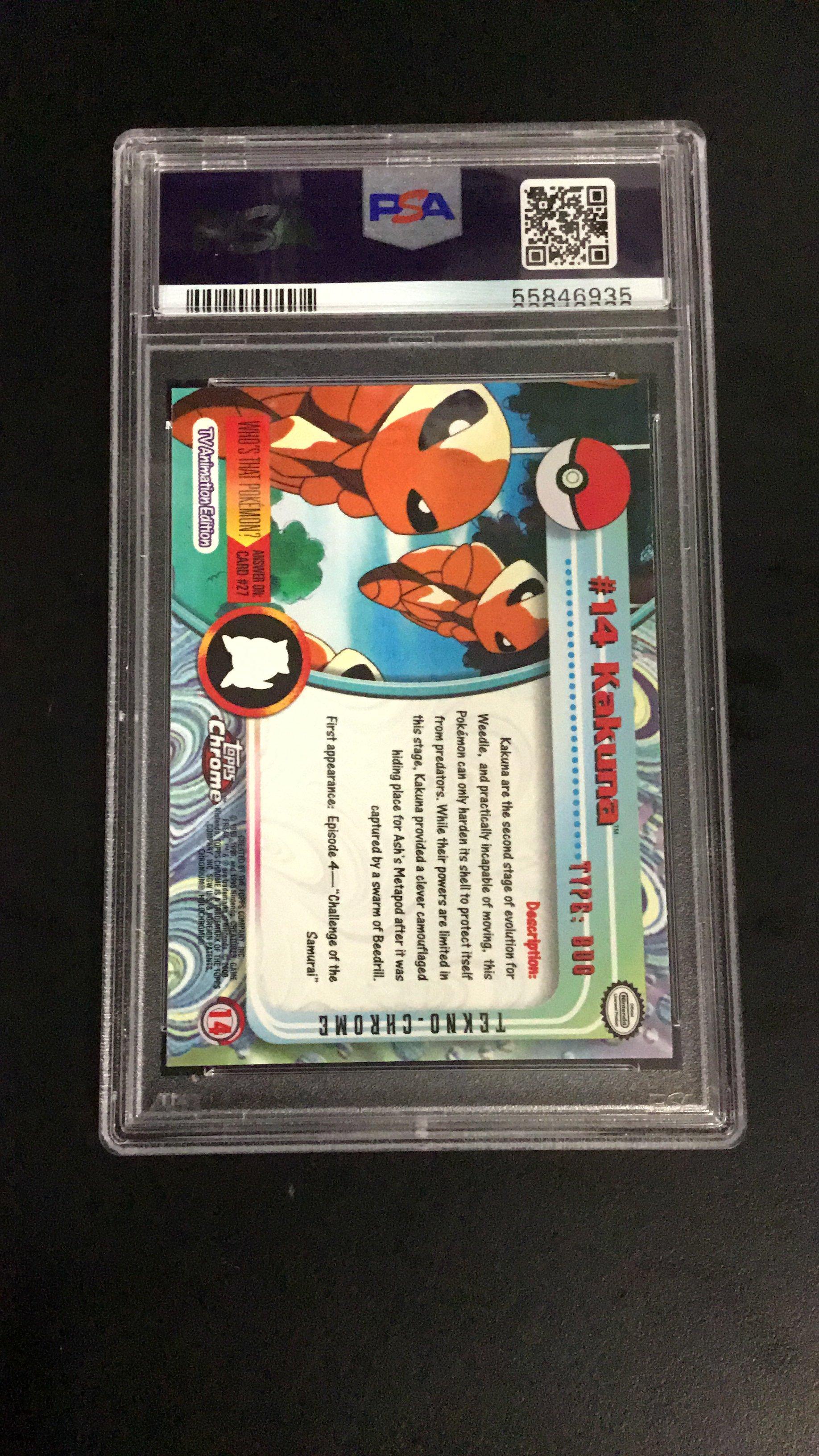 2000 Topps Chrome Pokemon T.v. 14 Kakuna Tekno PSA 8