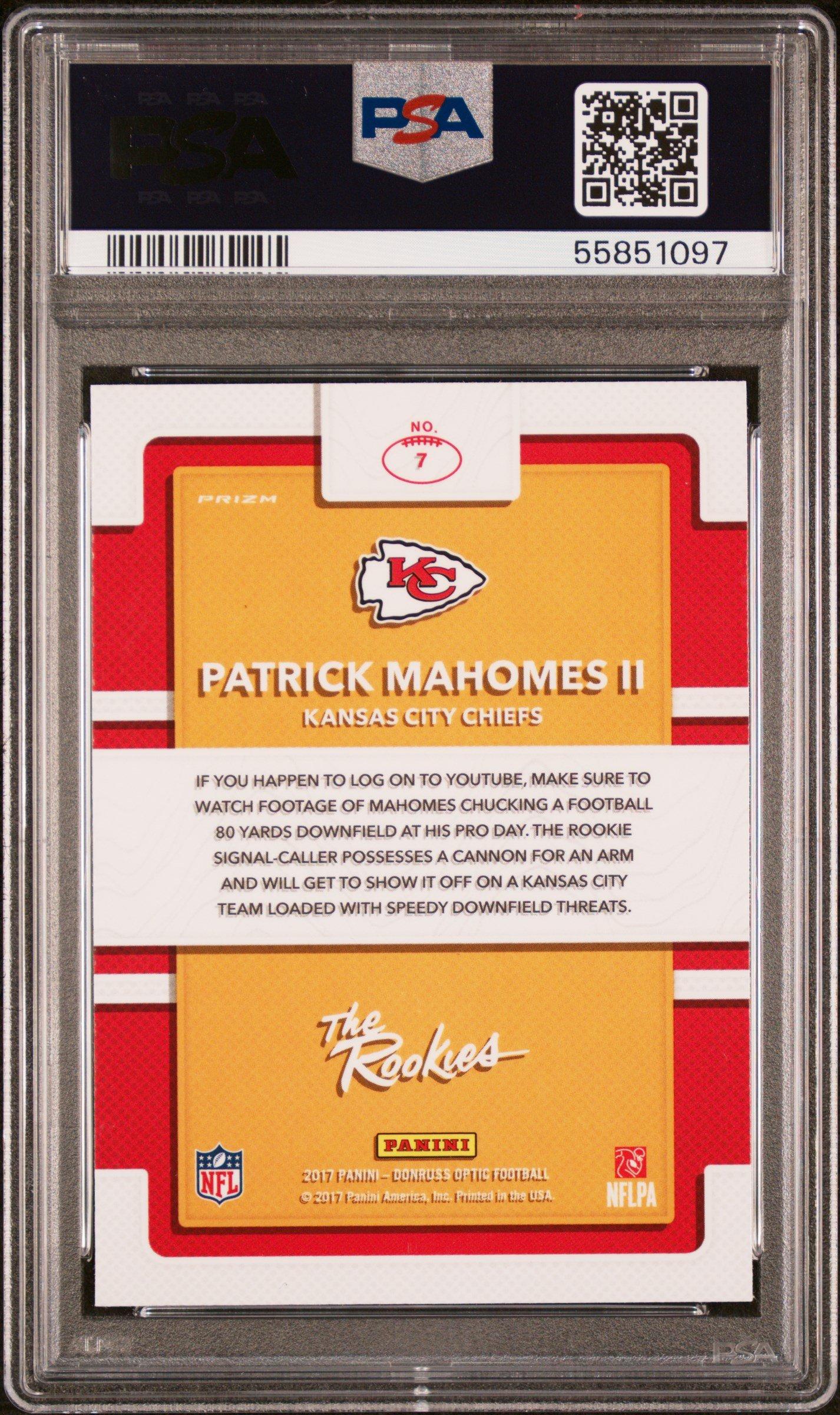 2017 Panini Donruss Optic The Rookies 7 Patrick Mahomes Ii PSA 10