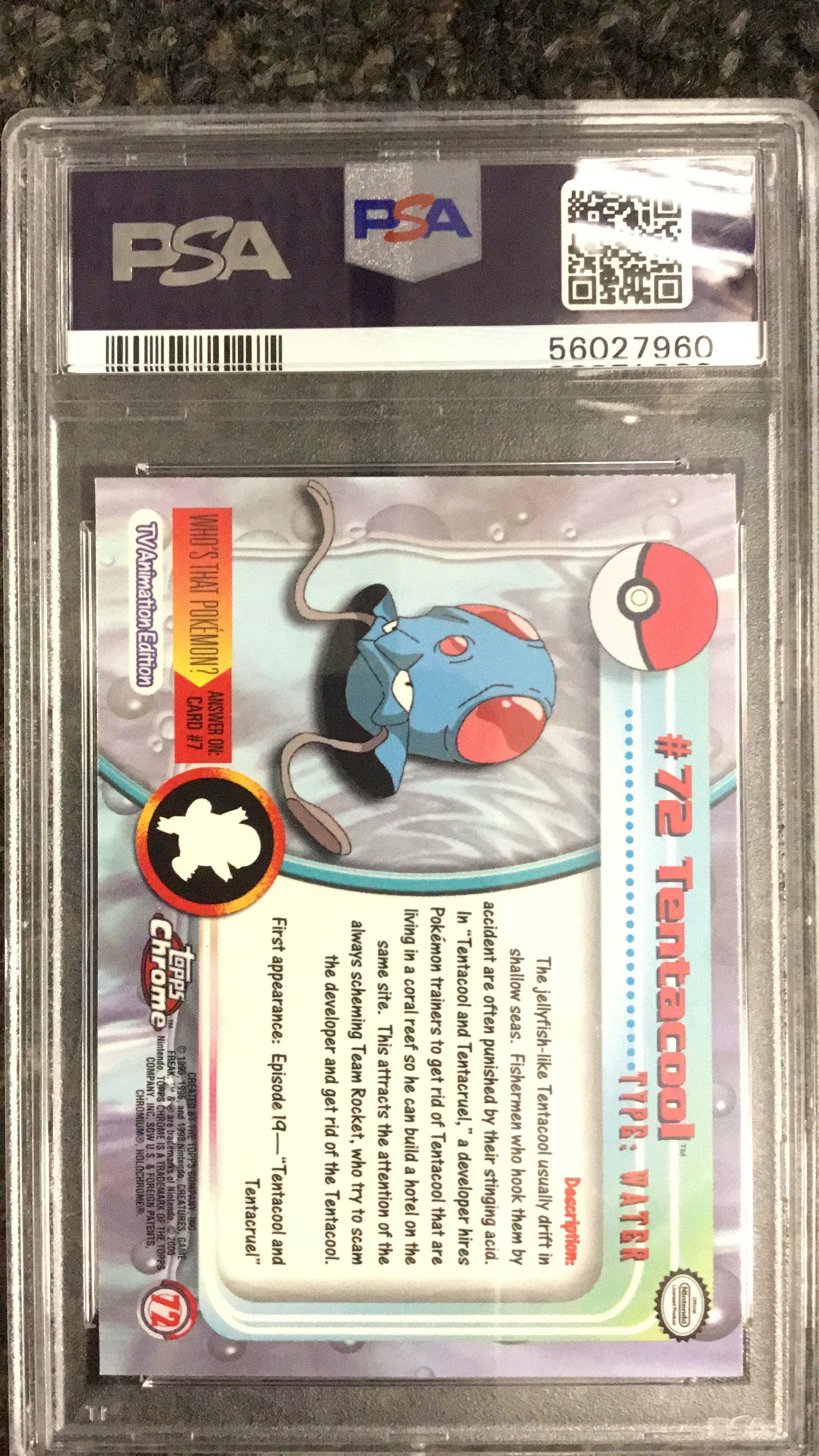 2000 Topps Chrome Pokemon T.v. 72 Tentacool PSA