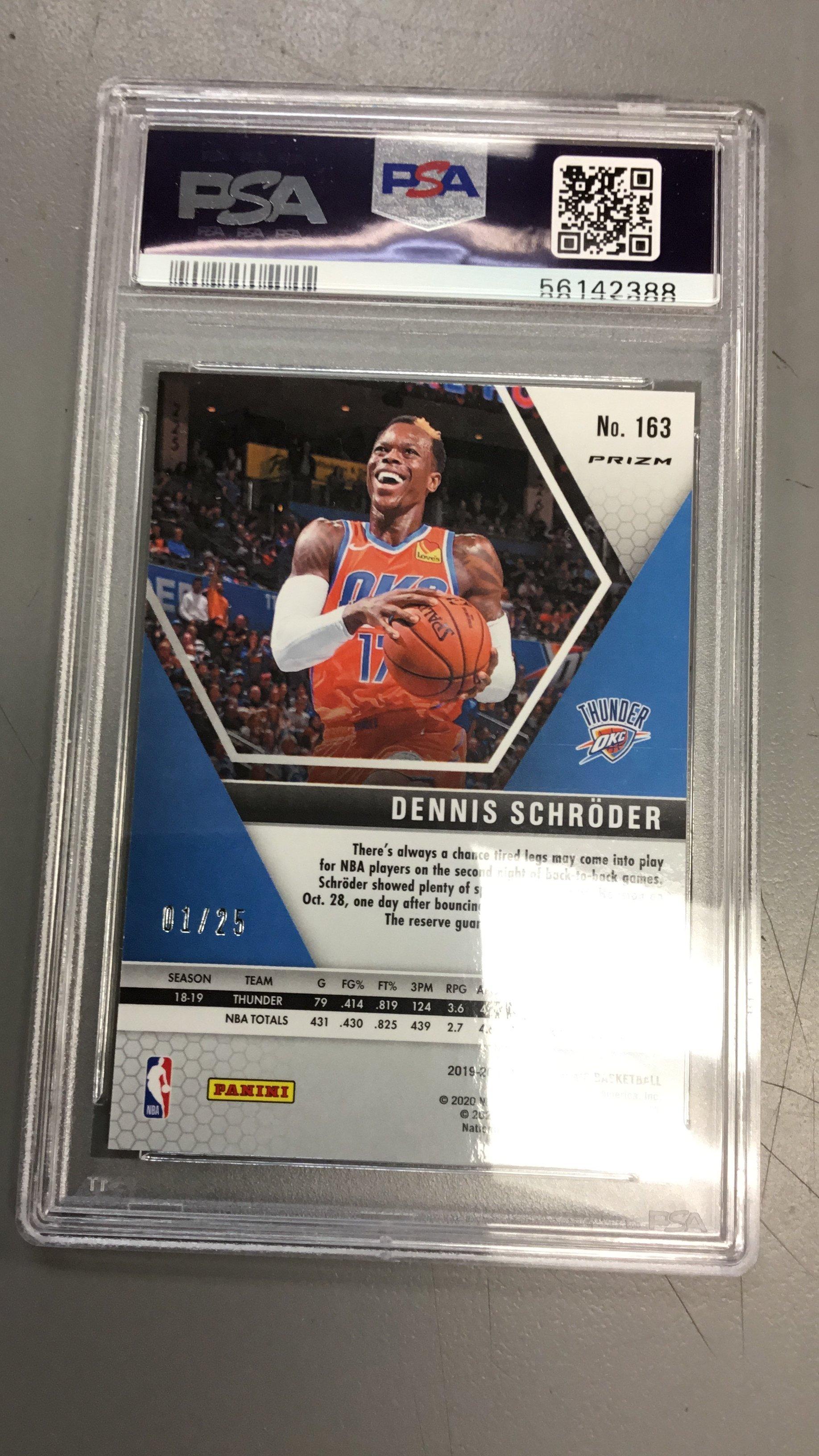 2019 Panini Mosaic 163 Dennis Schroder Orange Fluorescent PSA 10