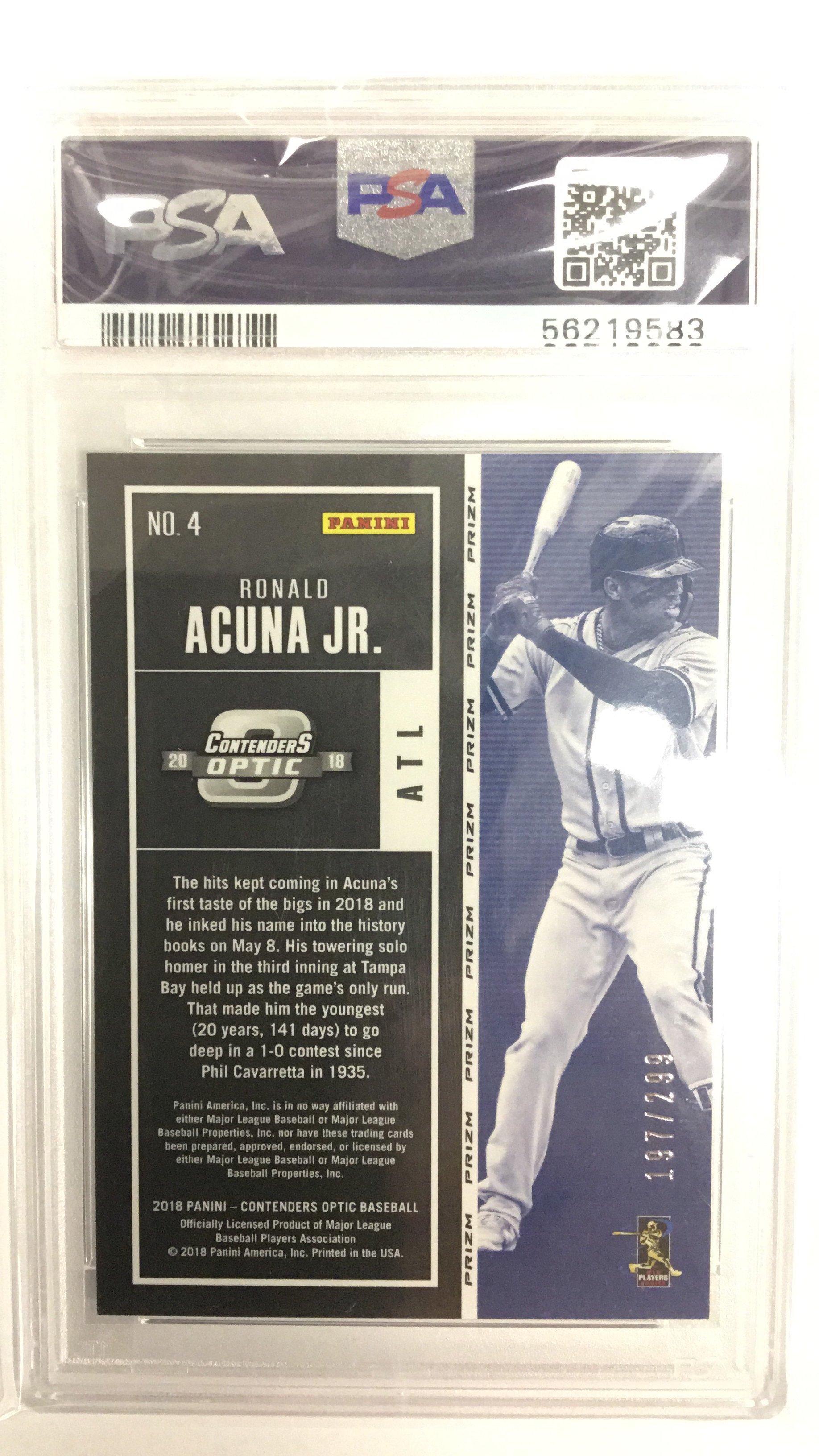 2018 Panini Chronicles Contenders Optic 4 Ronald Acuna Jr. Hyper PSA 9