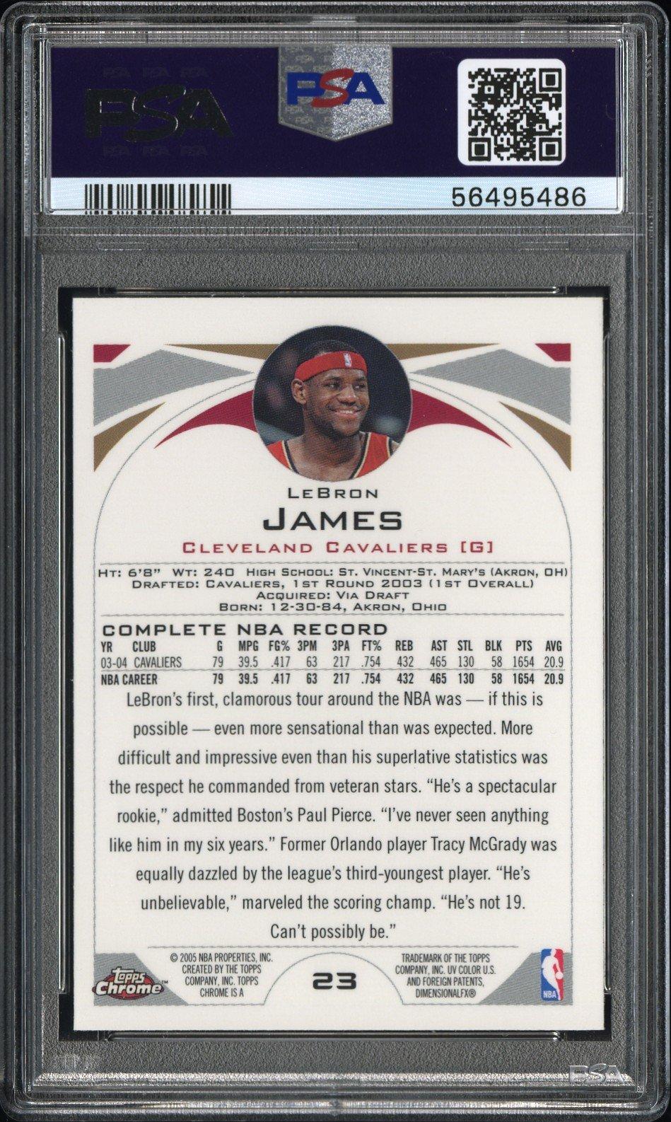 2004 Topps Chrome 23 Lebron James PSA 10