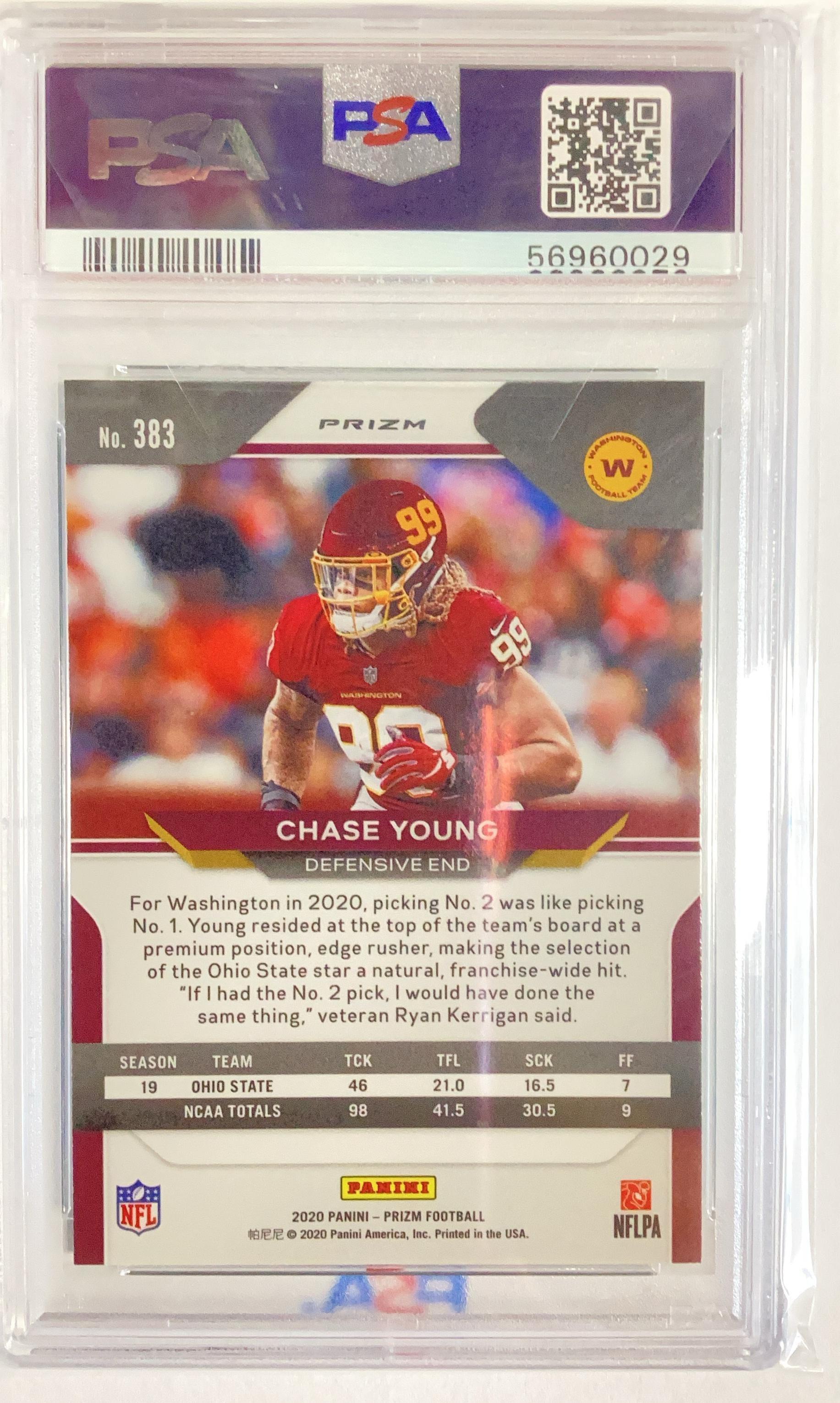 2020 Panini Prizm 383 Chase Young Green Prizm PSA 10