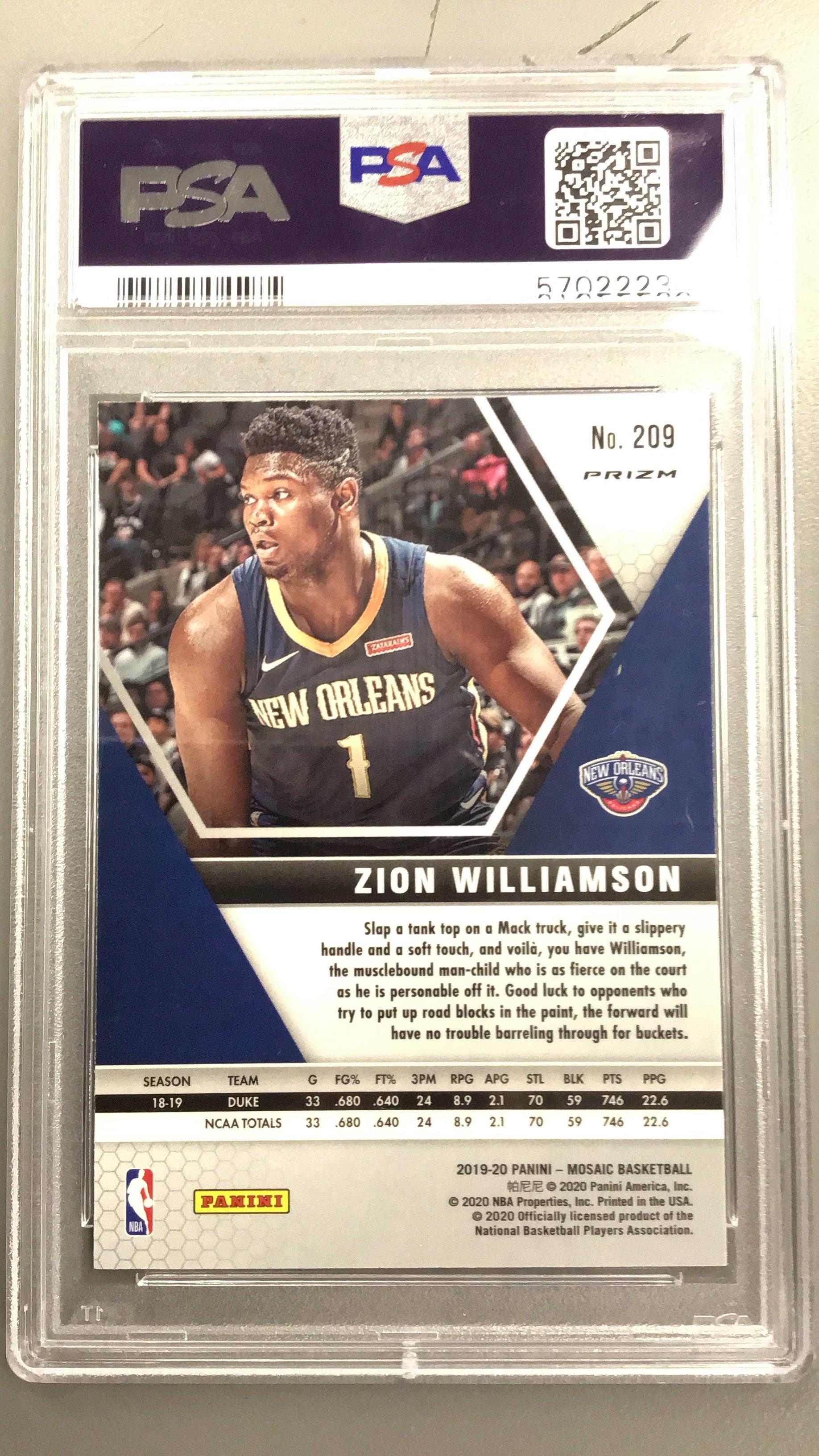 2019 Panini Mosaic 209 Zion Williamson Pink Camo PSA 10