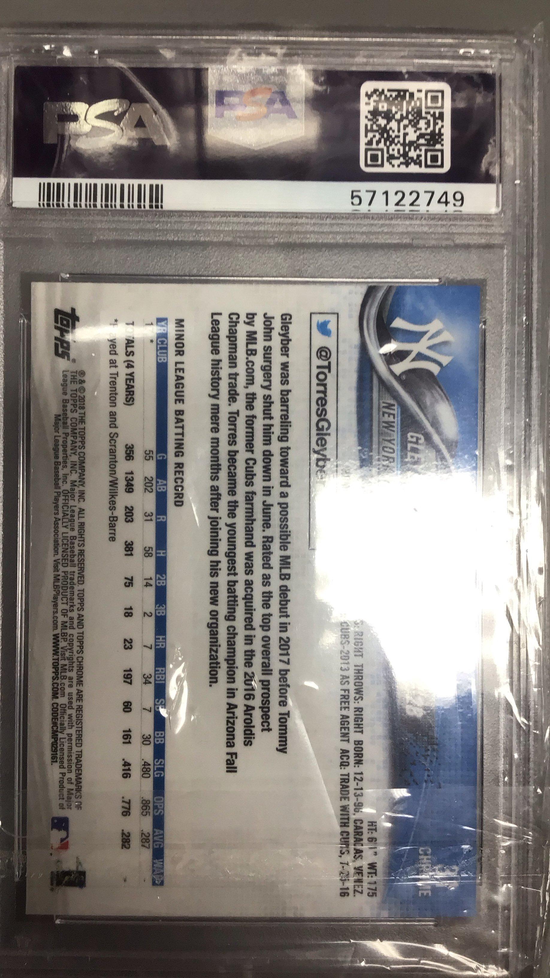 2018 Topps Chrome 31 Gleyber Torres PSA 10