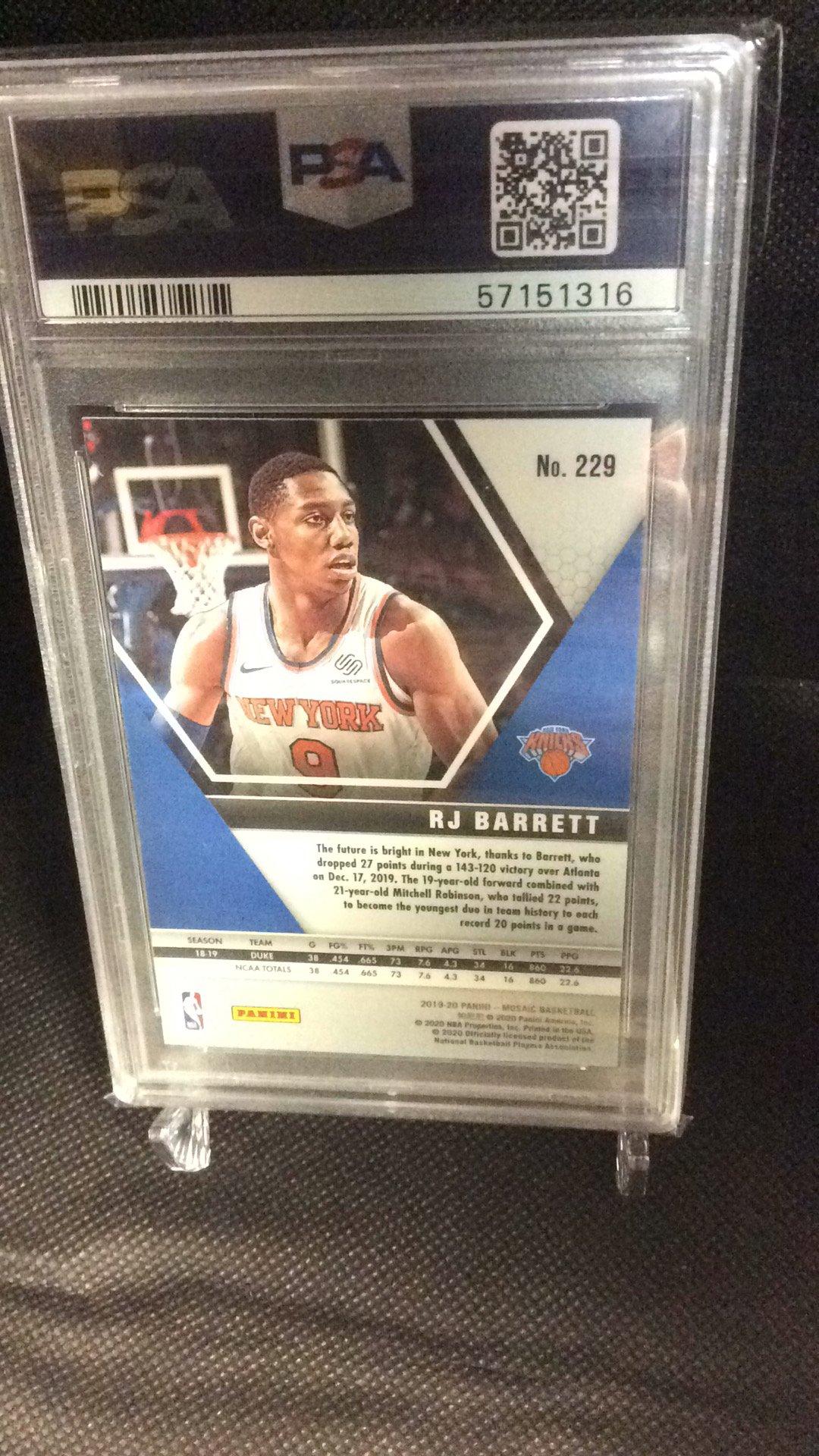 2019 Panini Mosaic 229 Rj Barrett PSA 9
