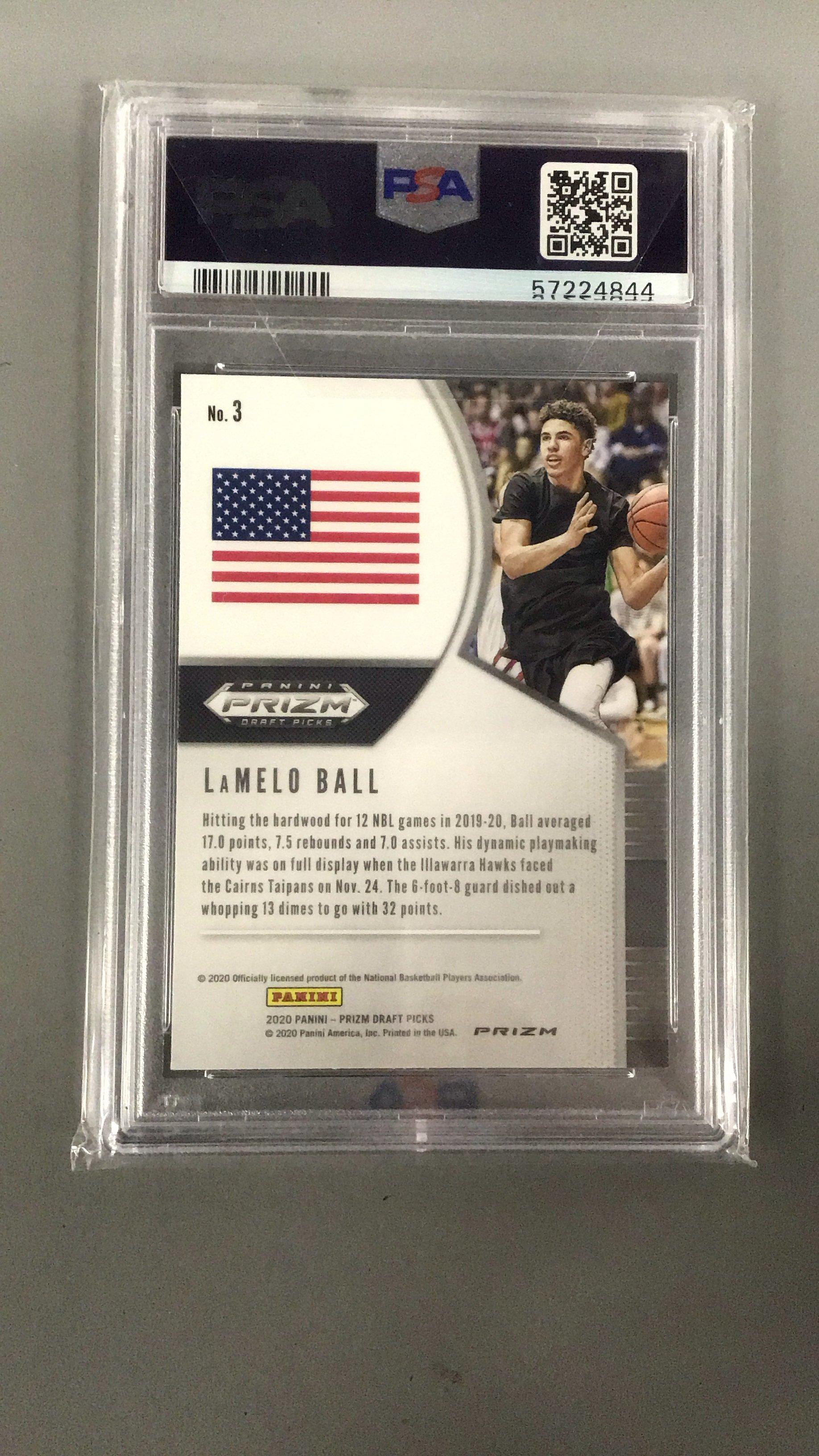 2020 Panini Prizm Draft Picks 3 Lamelo Ball Red Ice PSA 10