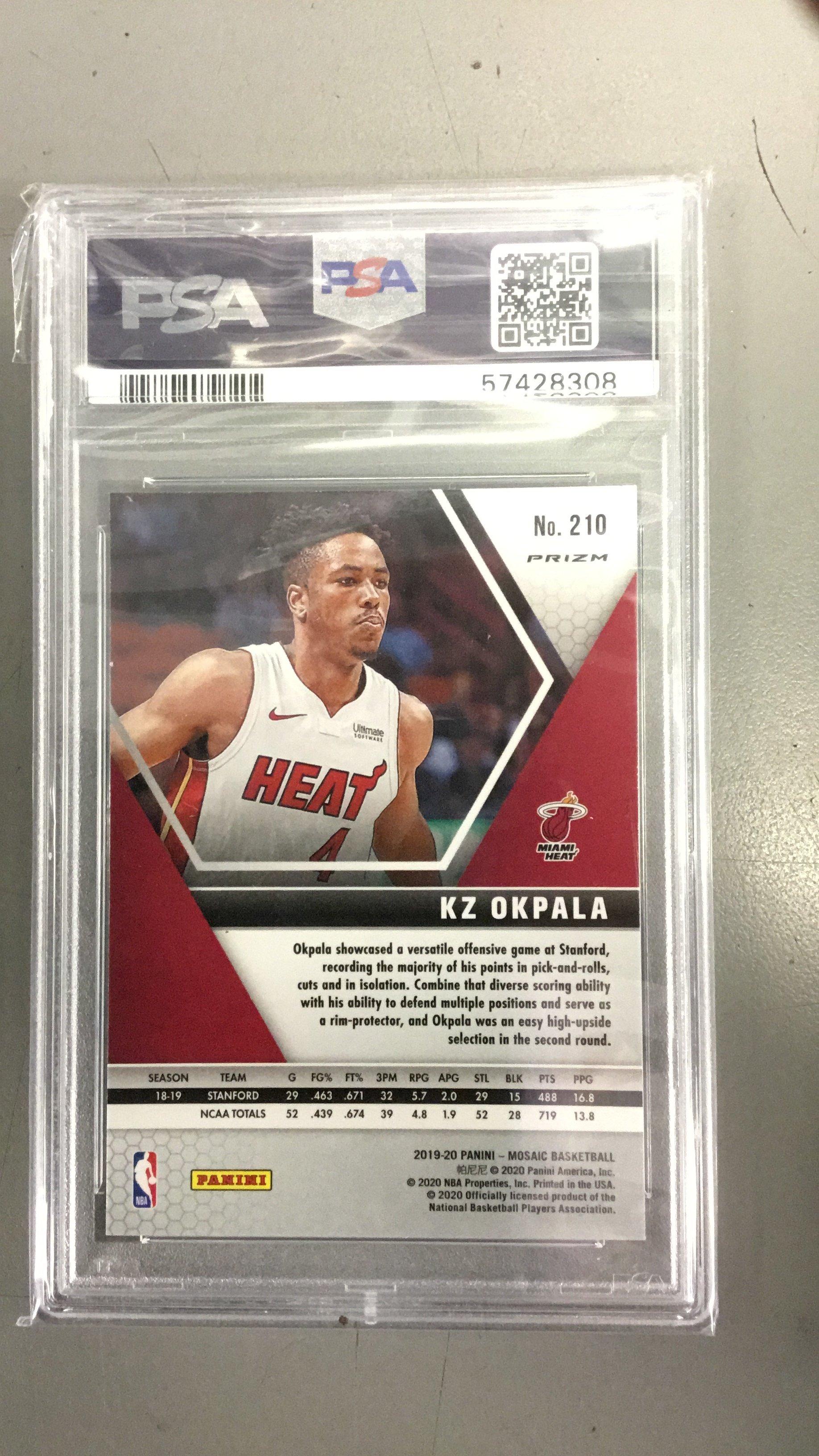 2019 Panini Mosaic 210 Kz Okpala Silver Prizm PSA 9