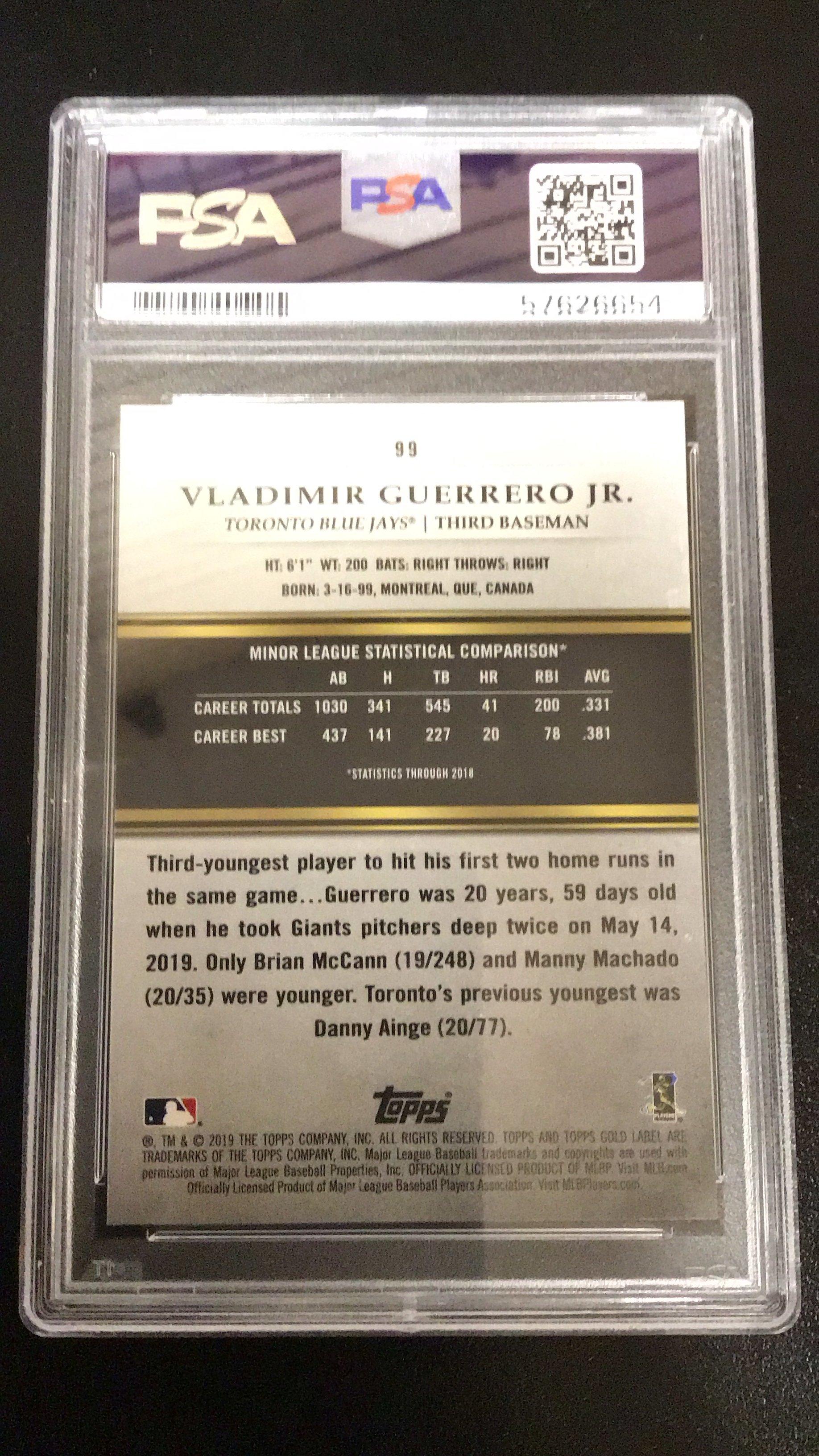 2019 Topps Gold Label 99 Vladimir Guerrero Jr. Class 1-black PSA 10
