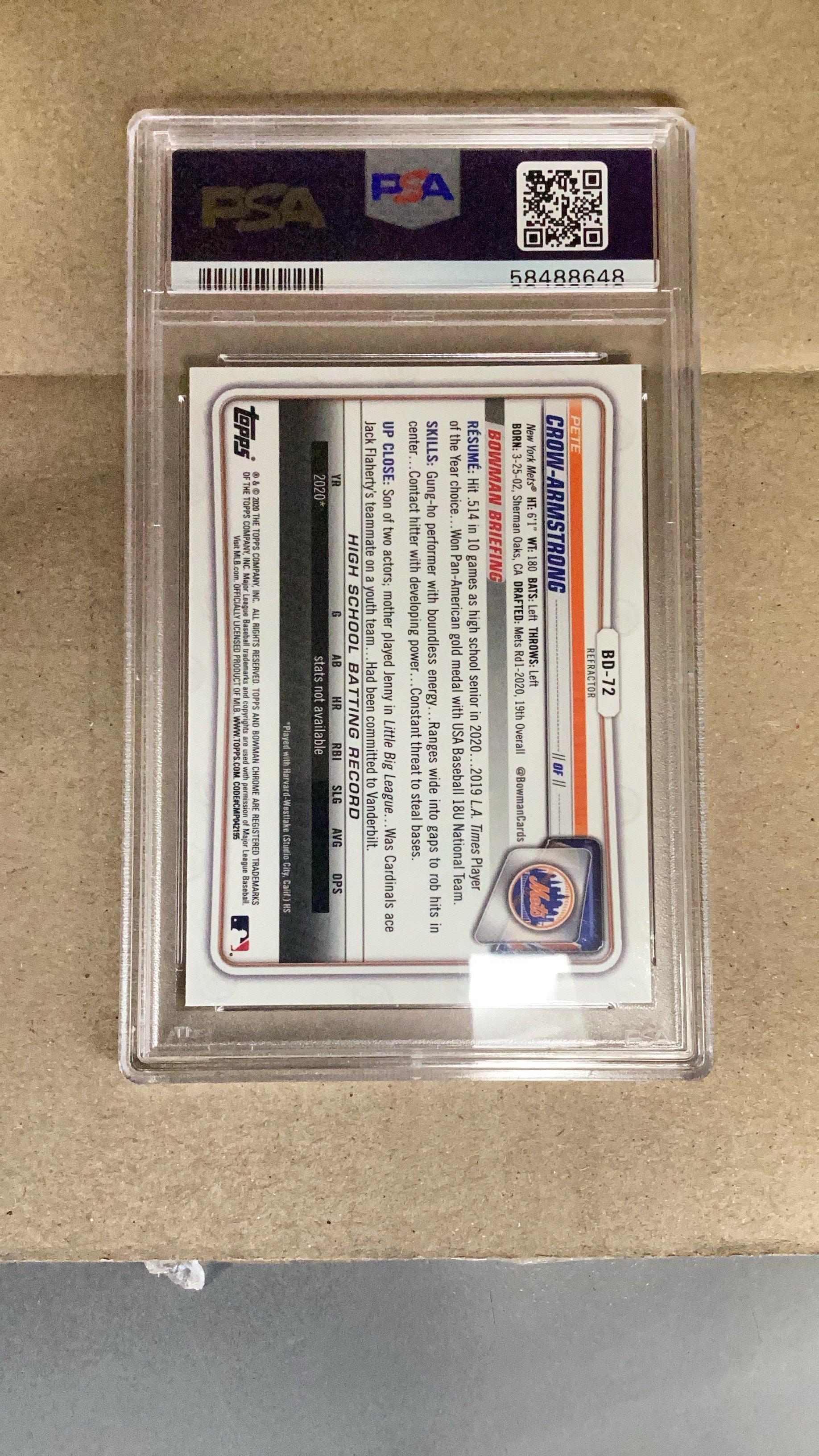 2020 Bowman Draft Bd72 Pete Crow-armstrong Chrome-refractor PSA 10