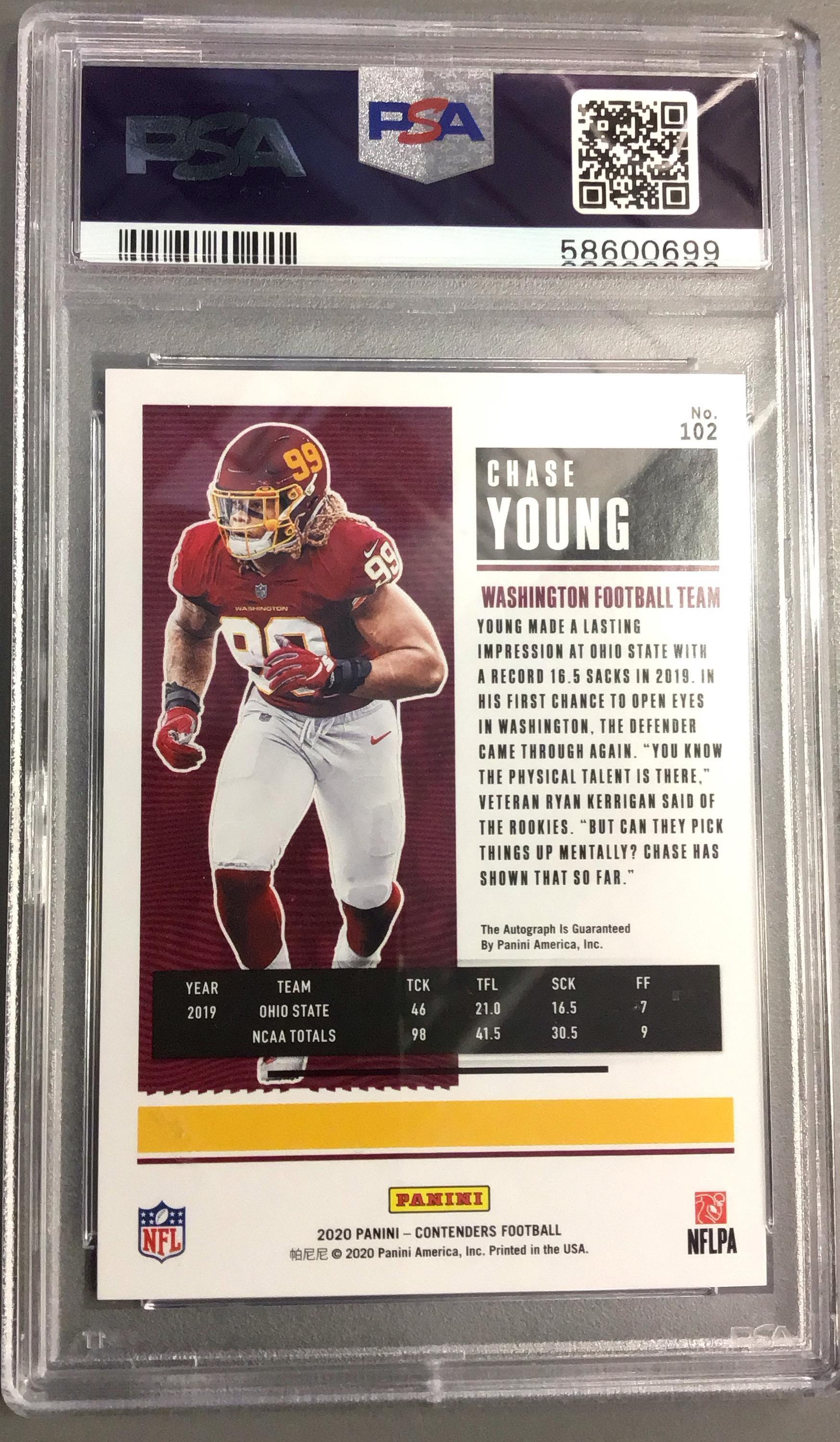 2020 Panini Contenders 102 Chase Young Autograph-playoff PSA 9