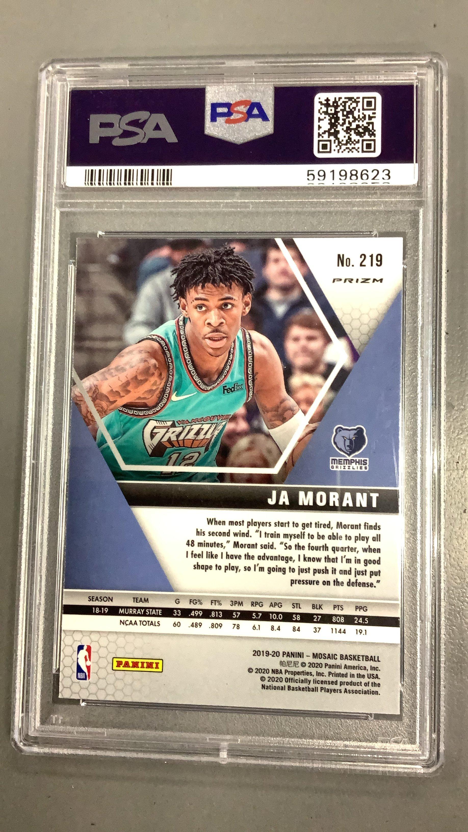 2019 Panini Mosaic 219 Ja Morant Green Mosaic PSA 10