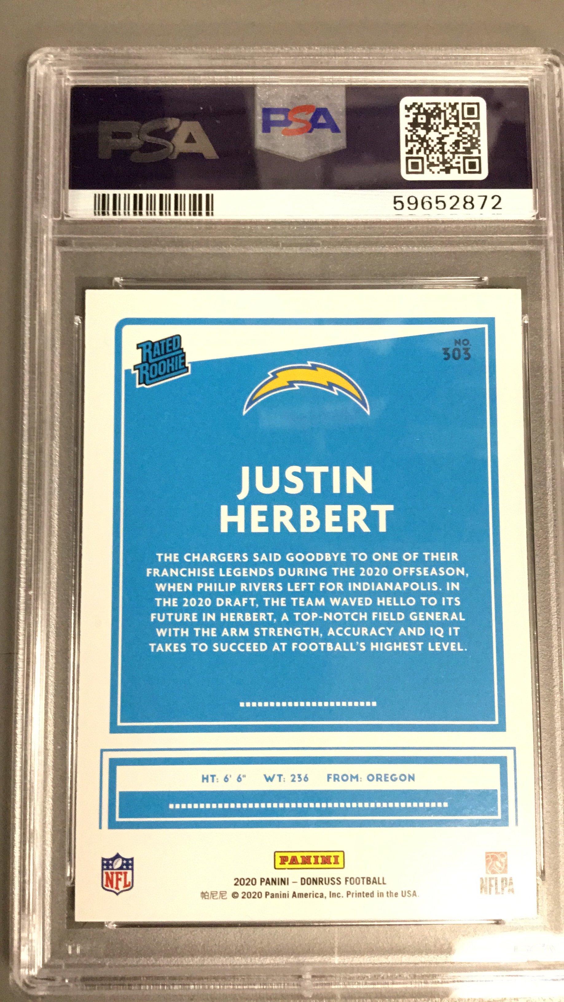 Justin Herbert Donruss Blue high quality PSA 9