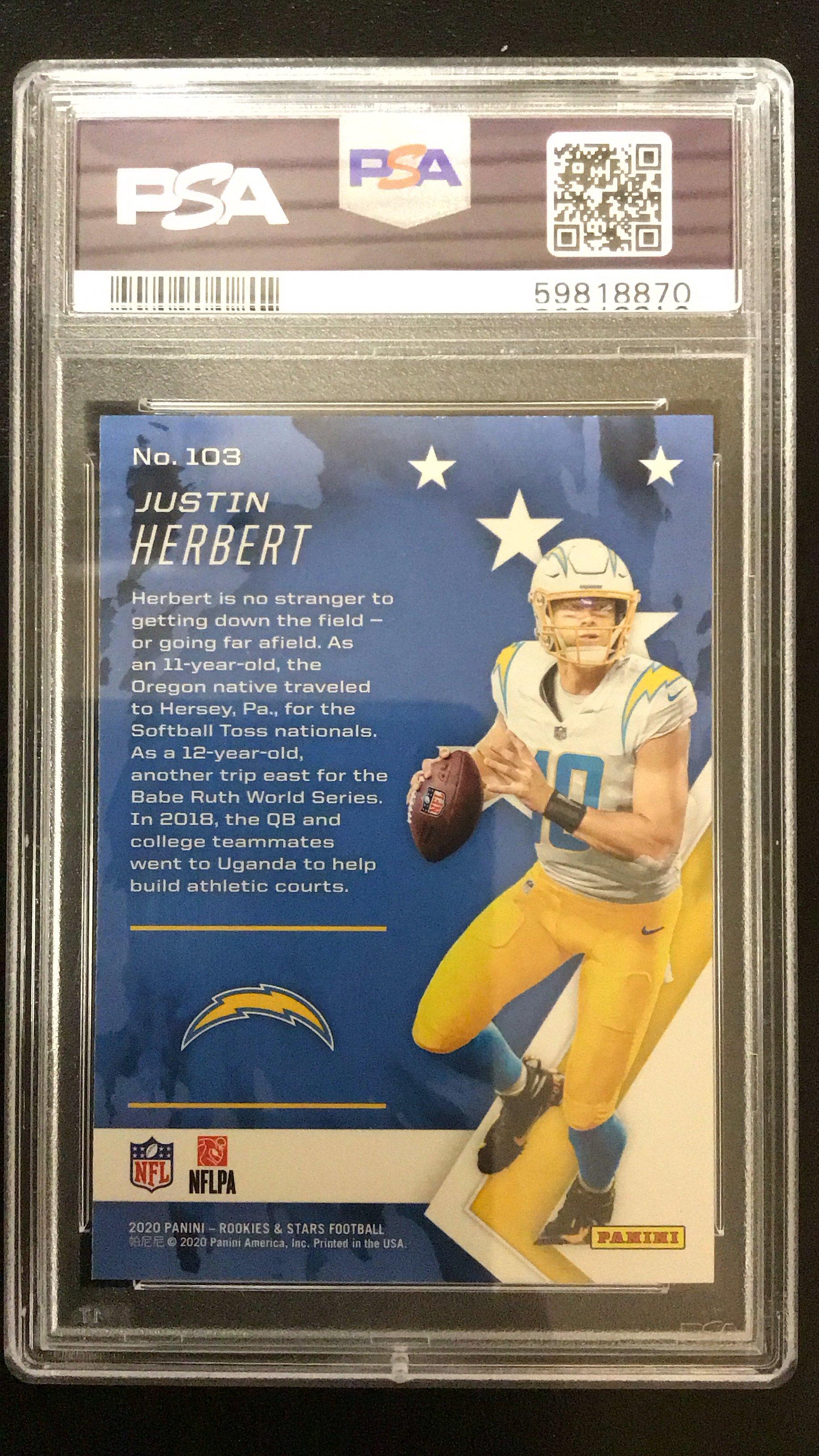 2020 Panini Rookies & Stars 103 Justin Herbert PSA 10