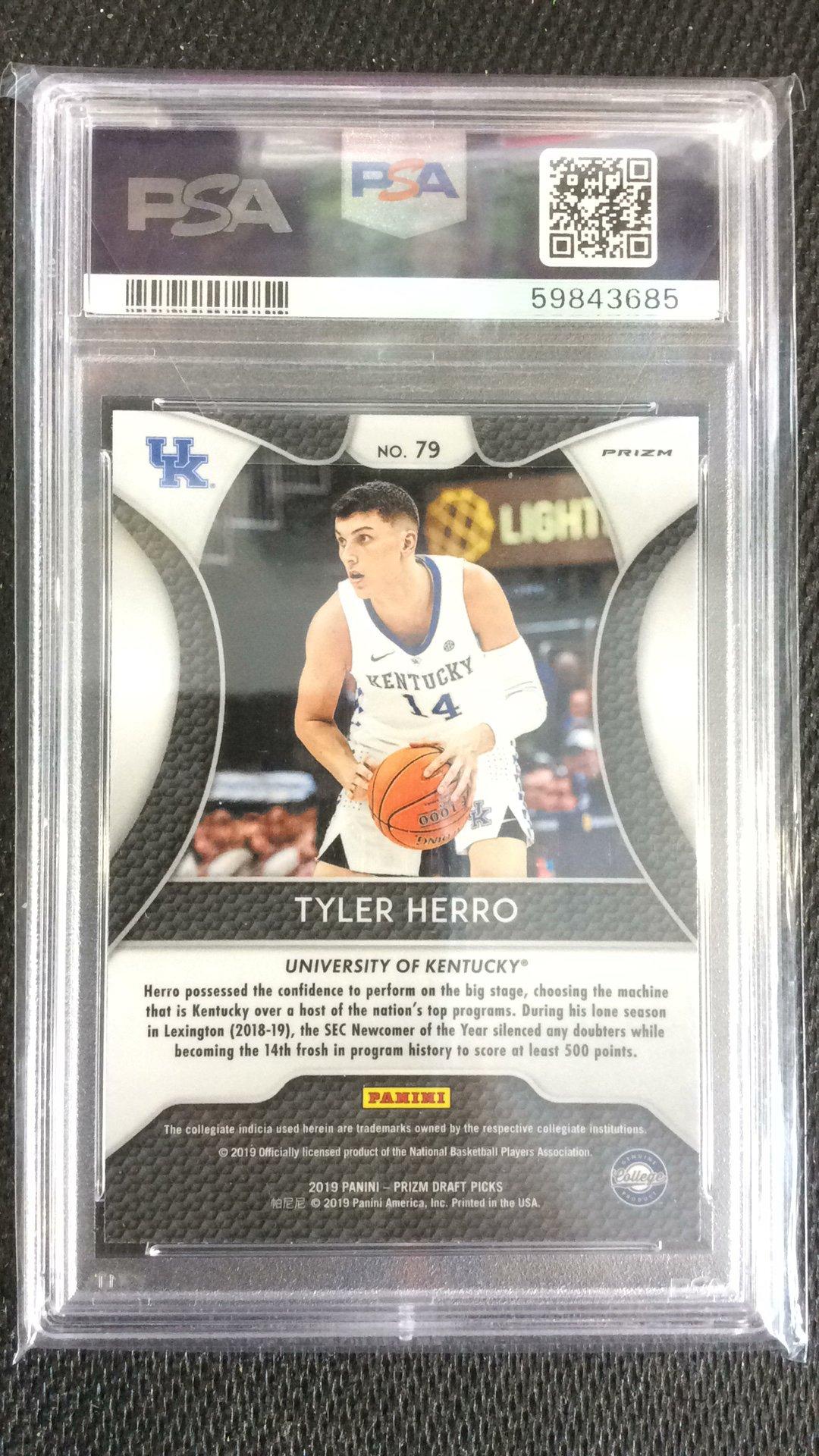2019 Panini Prizm Draft Picks 79 Tyler Herro Silver Prizm PSA 8