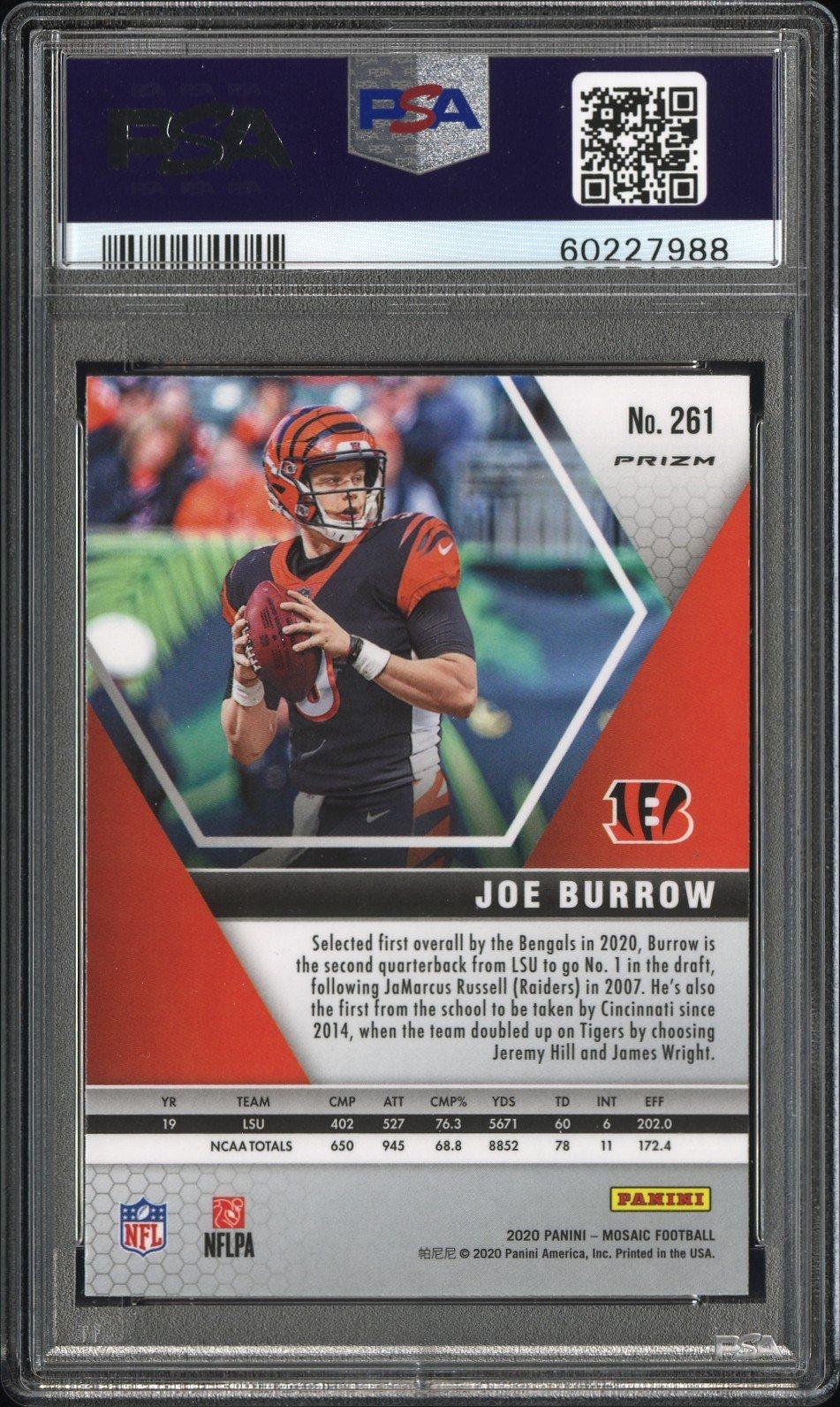 2020 Panini Mosaic Joe Burrow Reactive Blue PSA